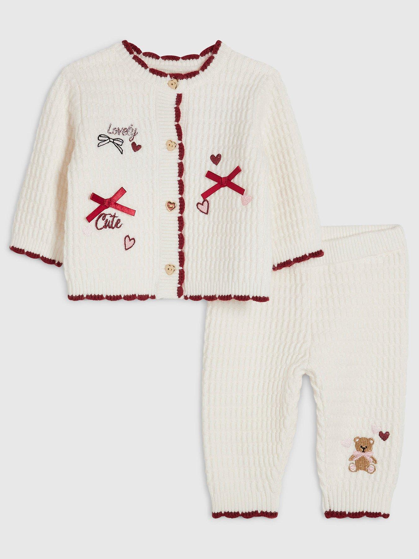 River Island Baby Girls' 'Little Princess' Cardigan And Trousers Set - Cream
