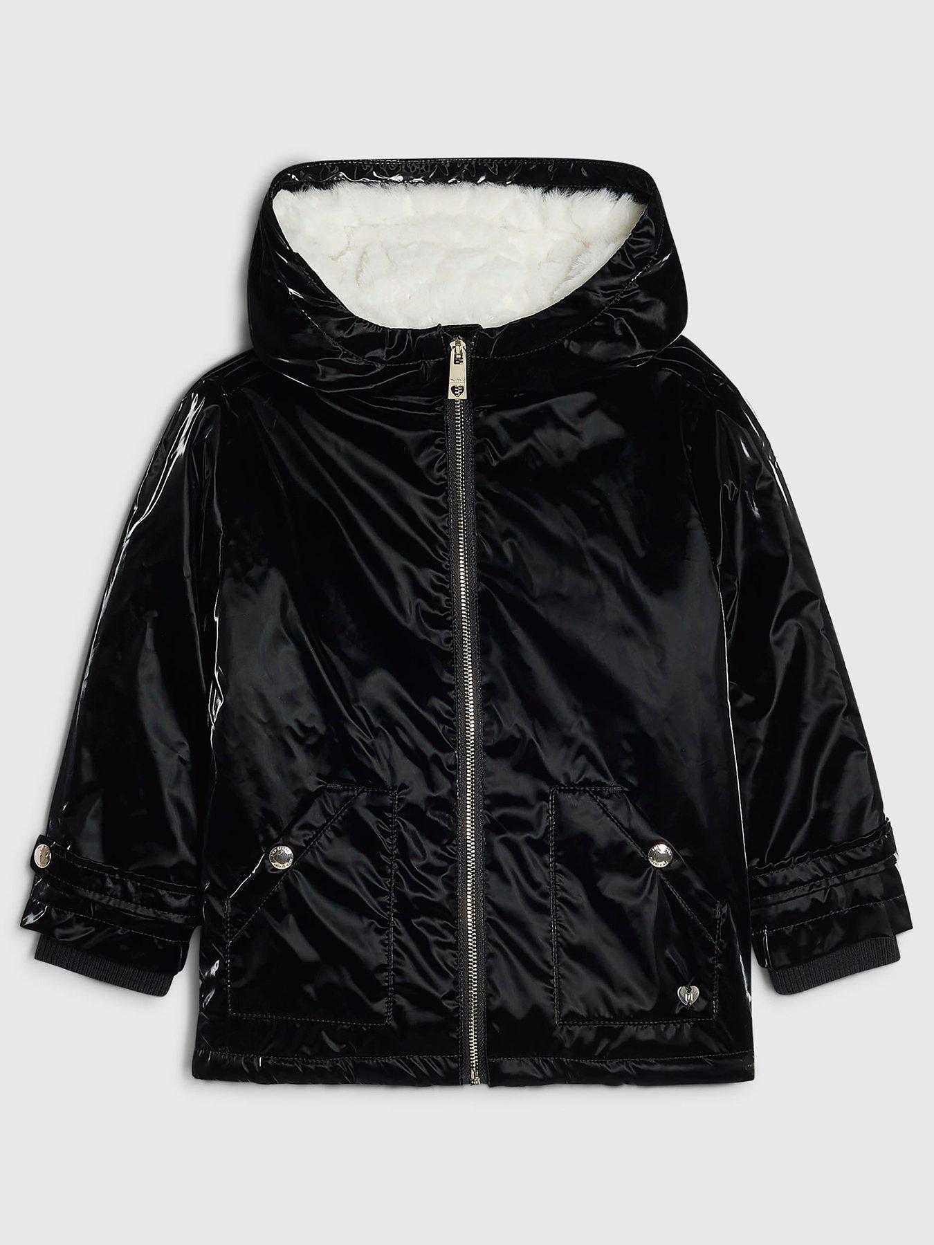 River Island Mini Mini Girls High Shine Raincoat - Black