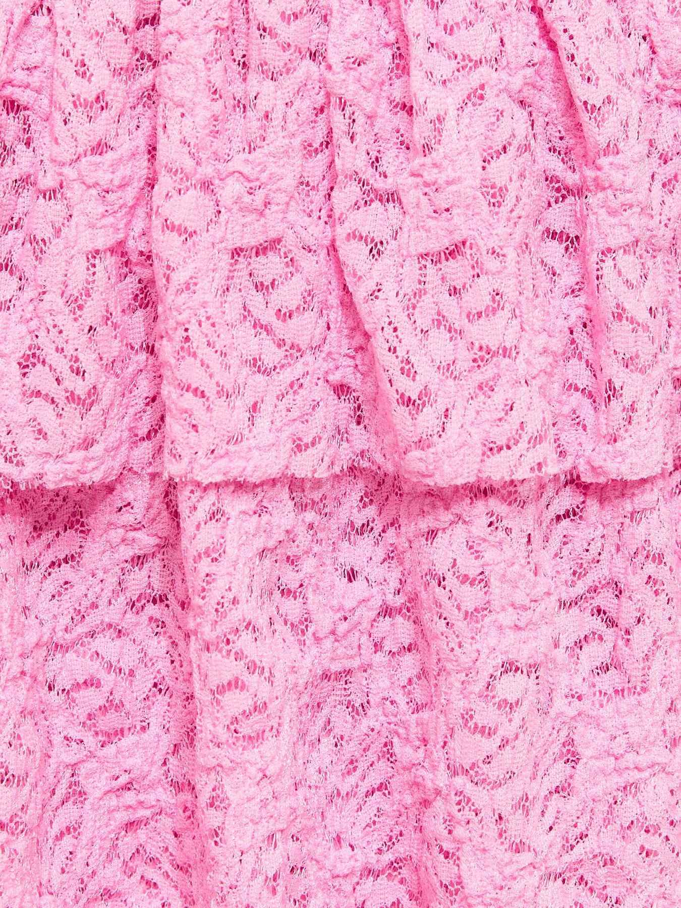 Image 5 of 5 of New Look 915 Girls Pink Lace Bandeau Rara Mini Dress