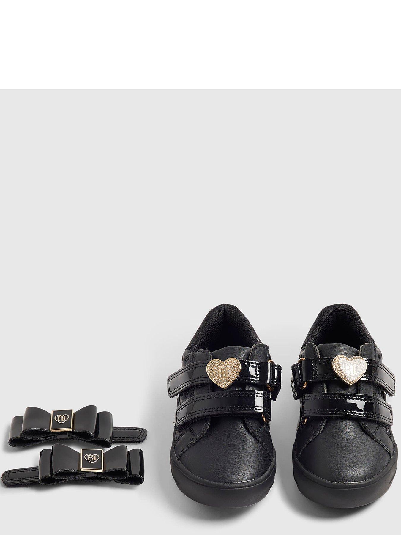 Image 4 of 5 of River Island Mini Girls Interchangeable Bow Trainers - Black