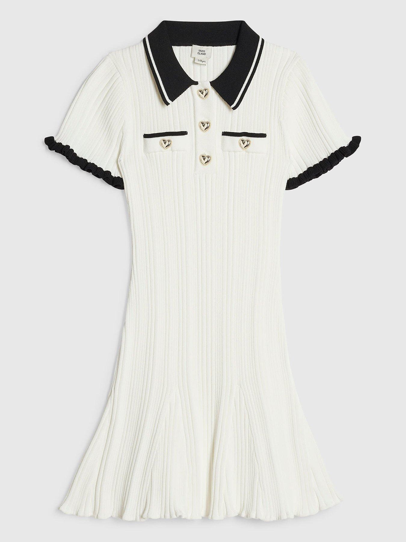 River Island Girls Knitted Flippy Dress - Cream