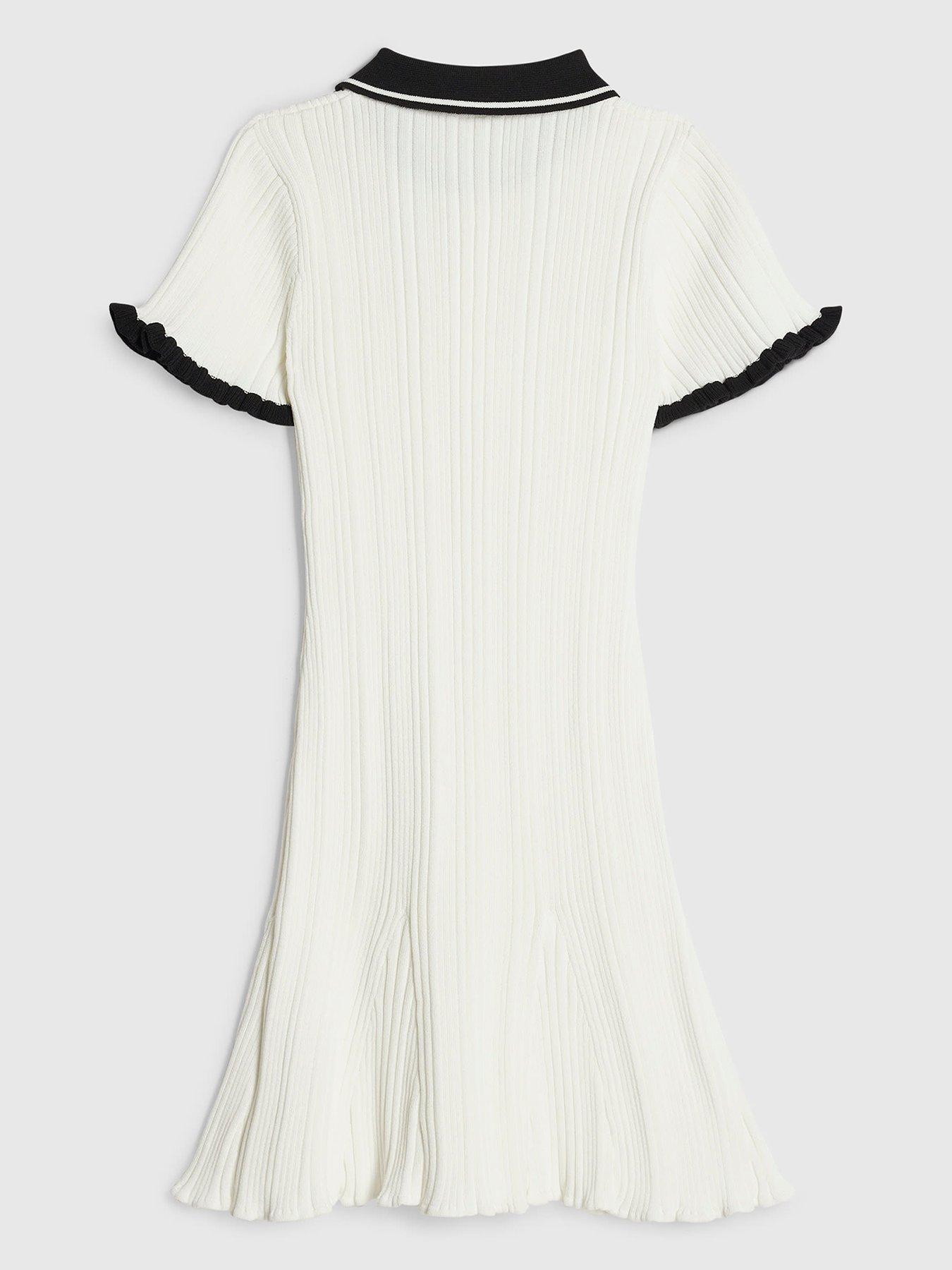 Image 2 of 4 of River Island Girls Knitted Flippy Dress - Cream