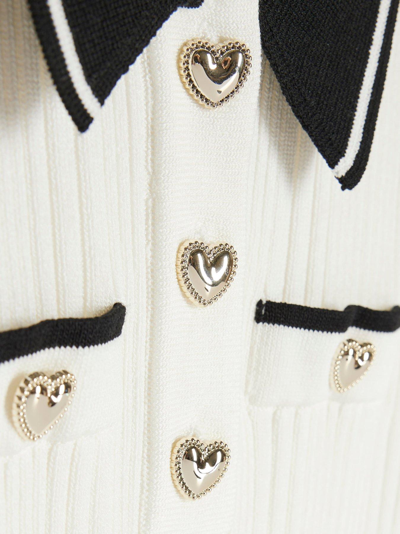 Image 4 of 4 of River Island Girls Knitted Flippy Dress - Cream