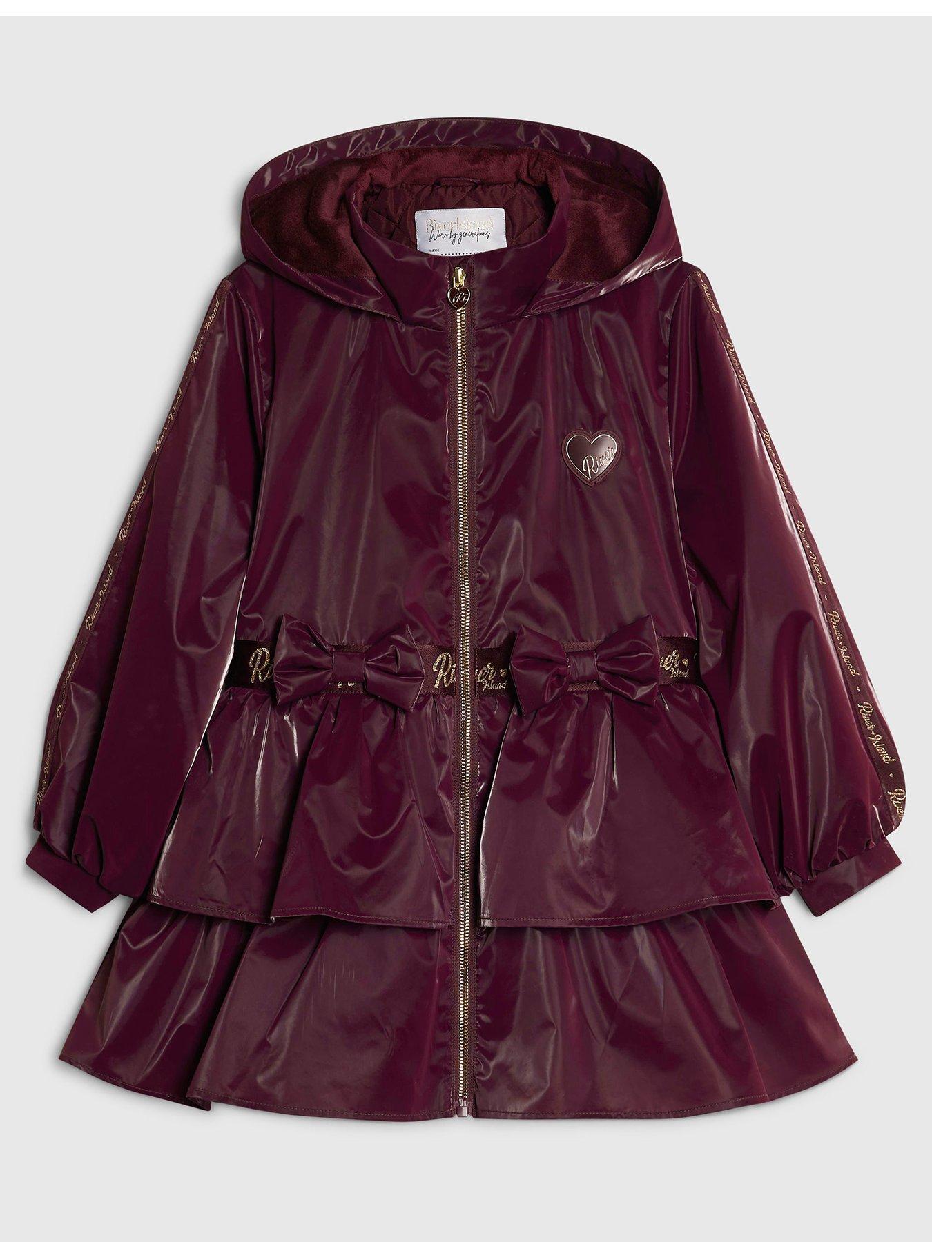 River Island Girls Burgundy Frill Bow Raincoat - Burgundy in Red