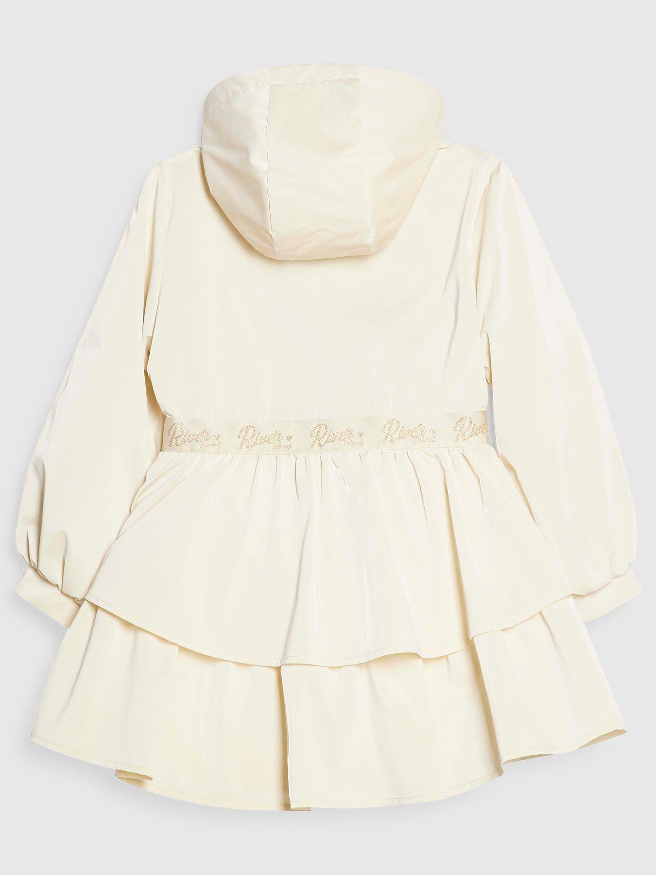 Image 2 of 4 of River Island Cream Og Frill Bow Rainmac 1112