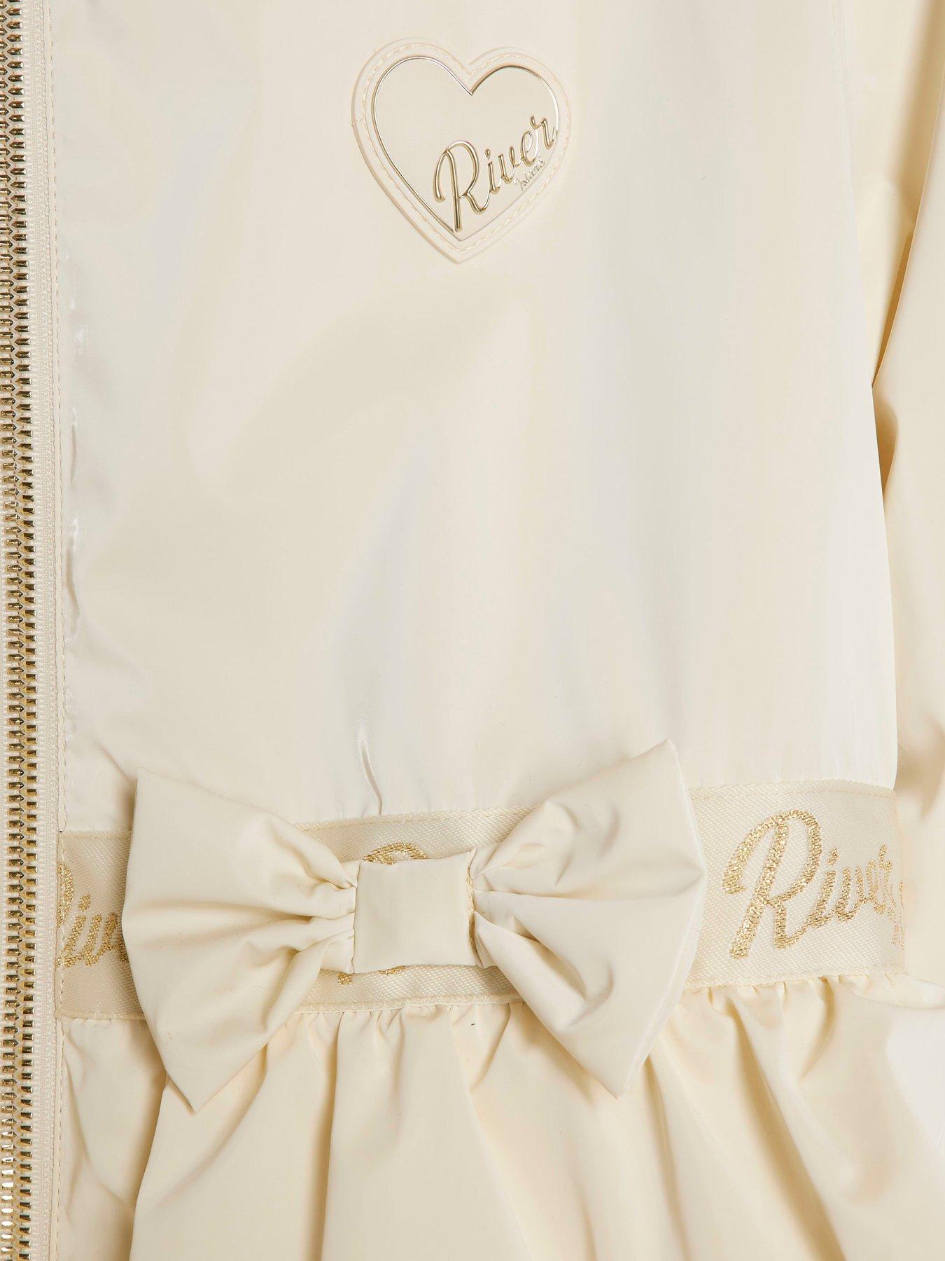 Image 3 of 4 of River Island Cream Og Frill Bow Rainmac 1112