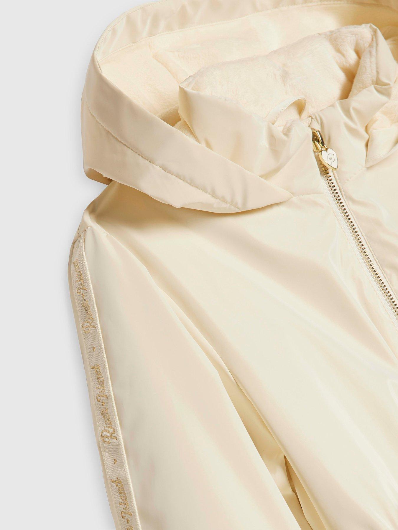 Image 4 of 4 of River Island Cream Og Frill Bow Rainmac 1112