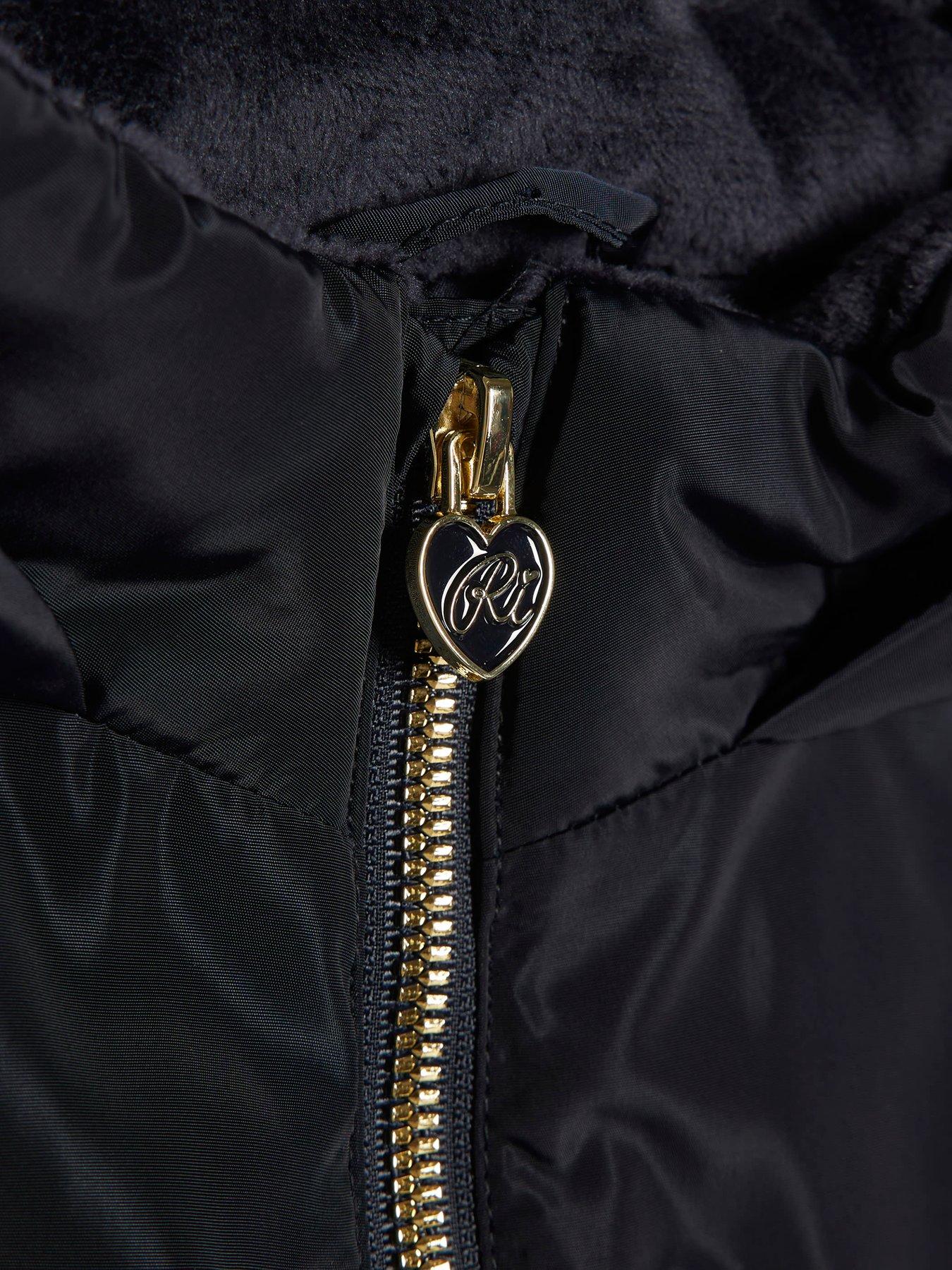 Image 4 of 4 of River Island Girls Navy Frill Bow Raincoat - Navy