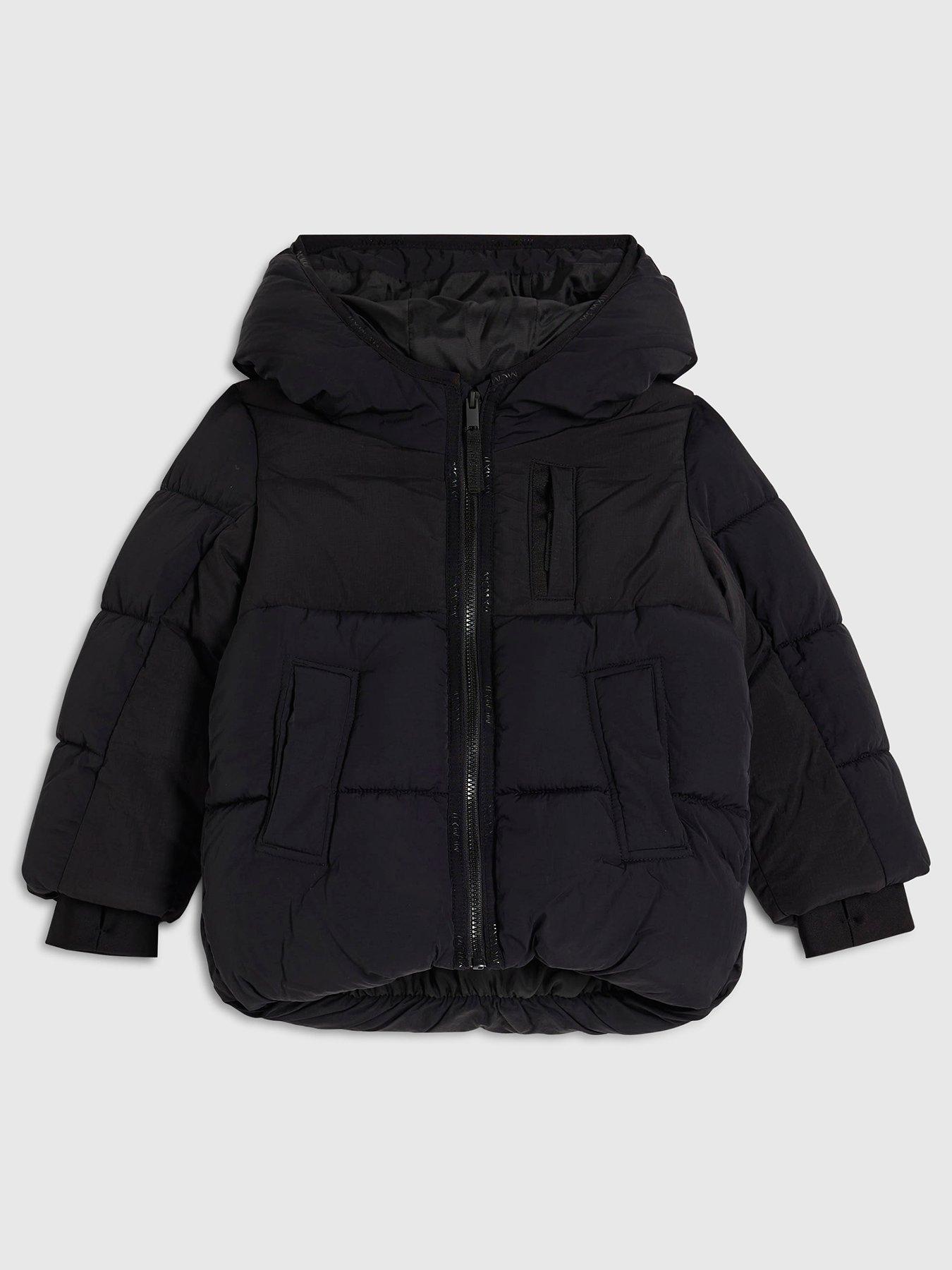 Image 1 of 4 of River Island Mini Boys Heavyweight Padded Jacket - Black