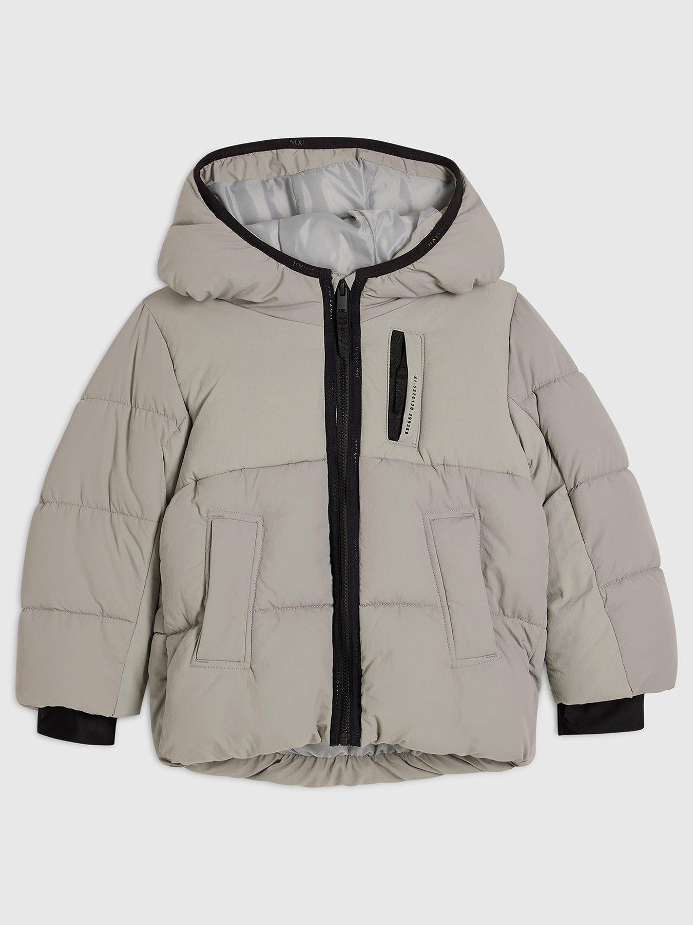Image 1 of 4 of River Island Mini Boys Heavyweight Padded Jacket - Grey