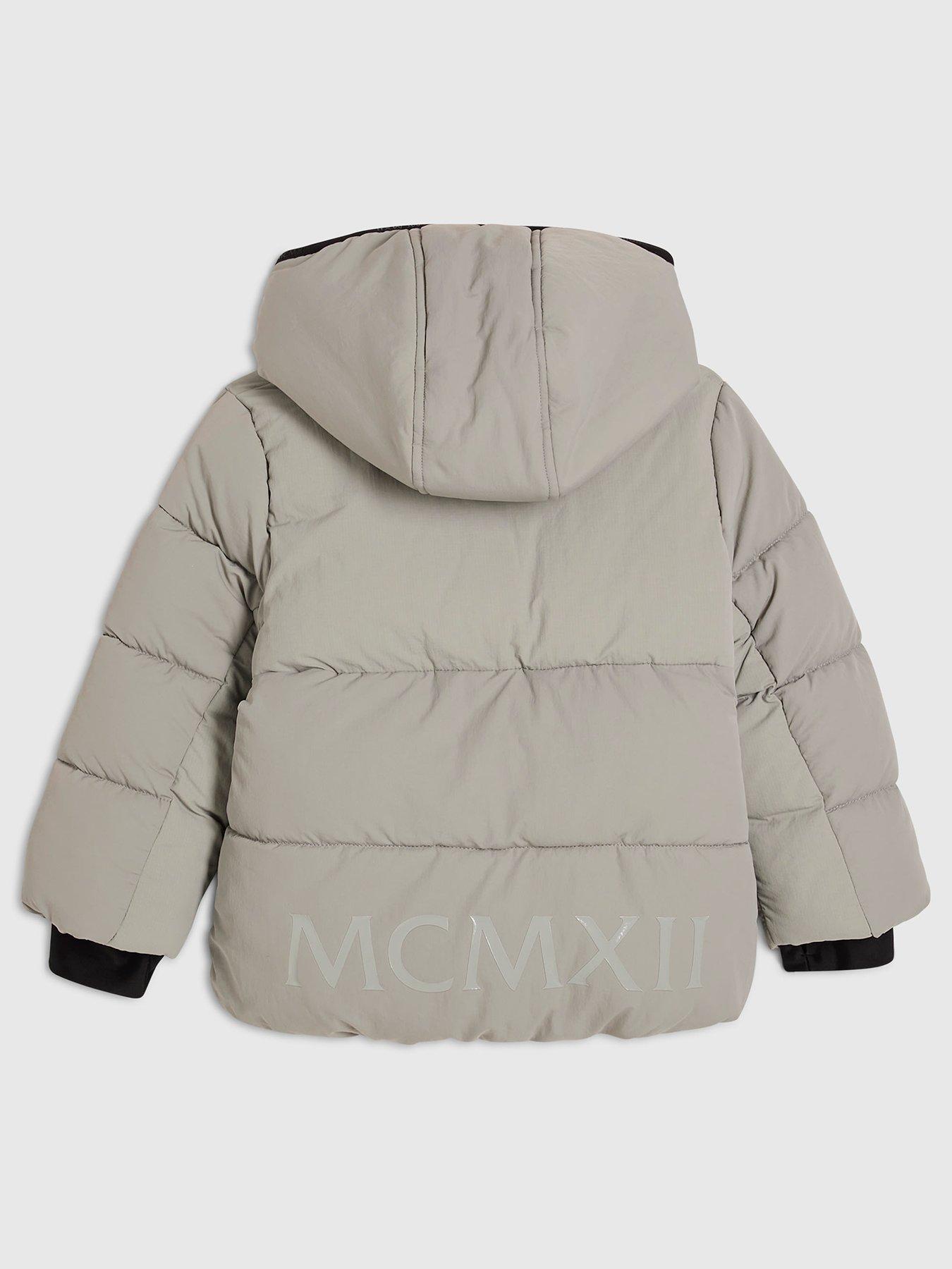 Image 2 of 4 of River Island Mini Boys Heavyweight Padded Jacket - Grey