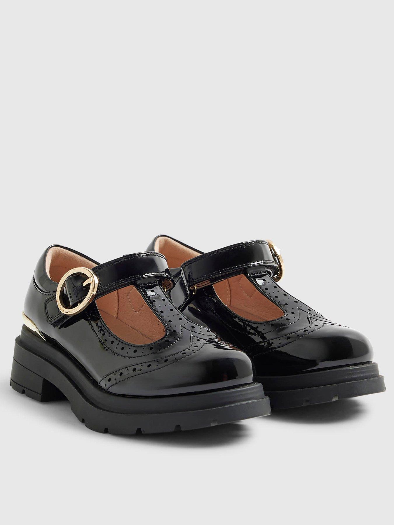 River Island Older Girls Chunky T-Bar Brogue Shoes - Black