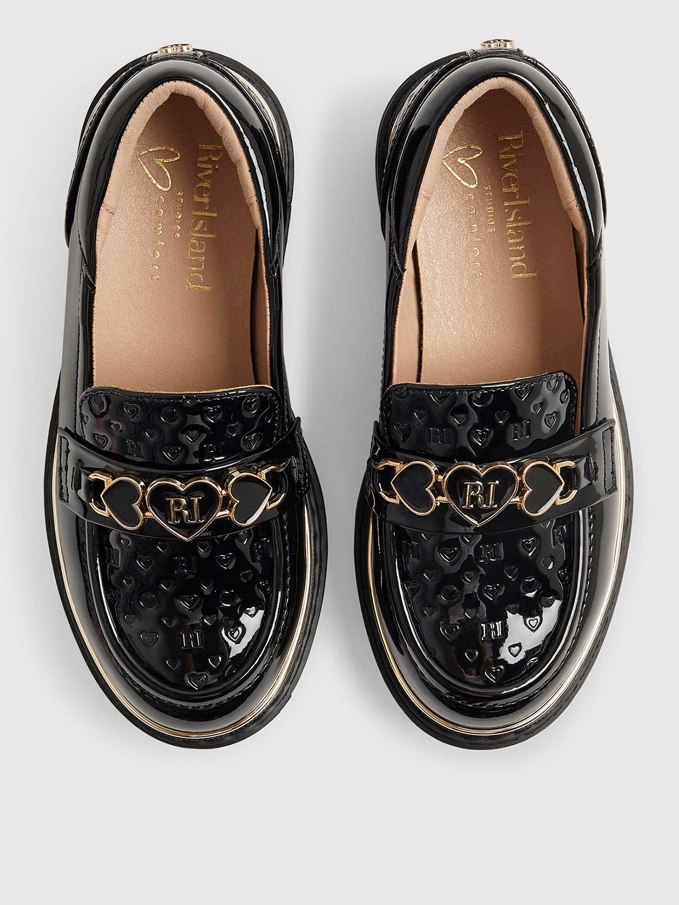 River Island Girls Heart Snaffle Loafer Shoes - Black