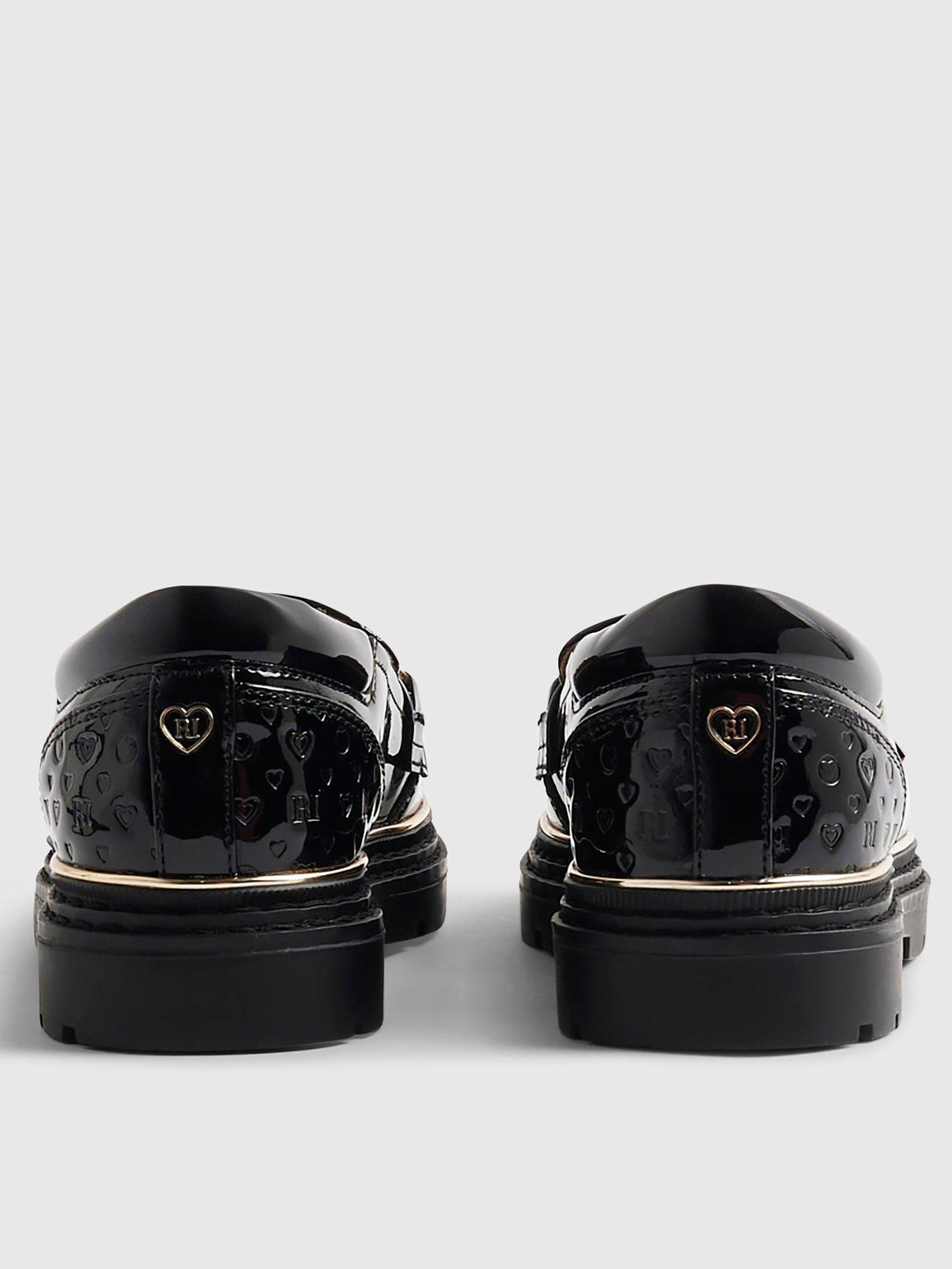 Image 2 of 3 of River Island Girls Heart Snaffle Loafer Shoes - Black