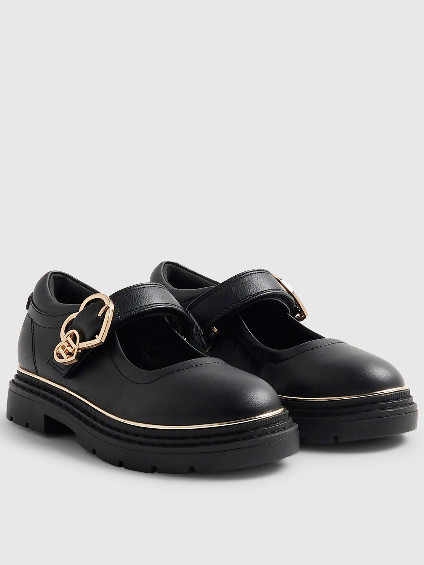 River Island Older Girls Heart Mary Jane Buckle Shoes - Black