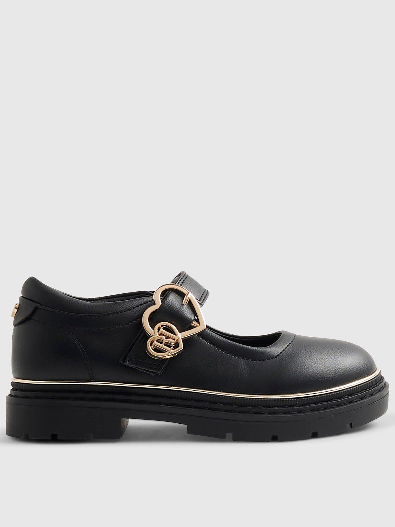River Island Older Girls Heart Mary Jane Buckle Shoes - Black