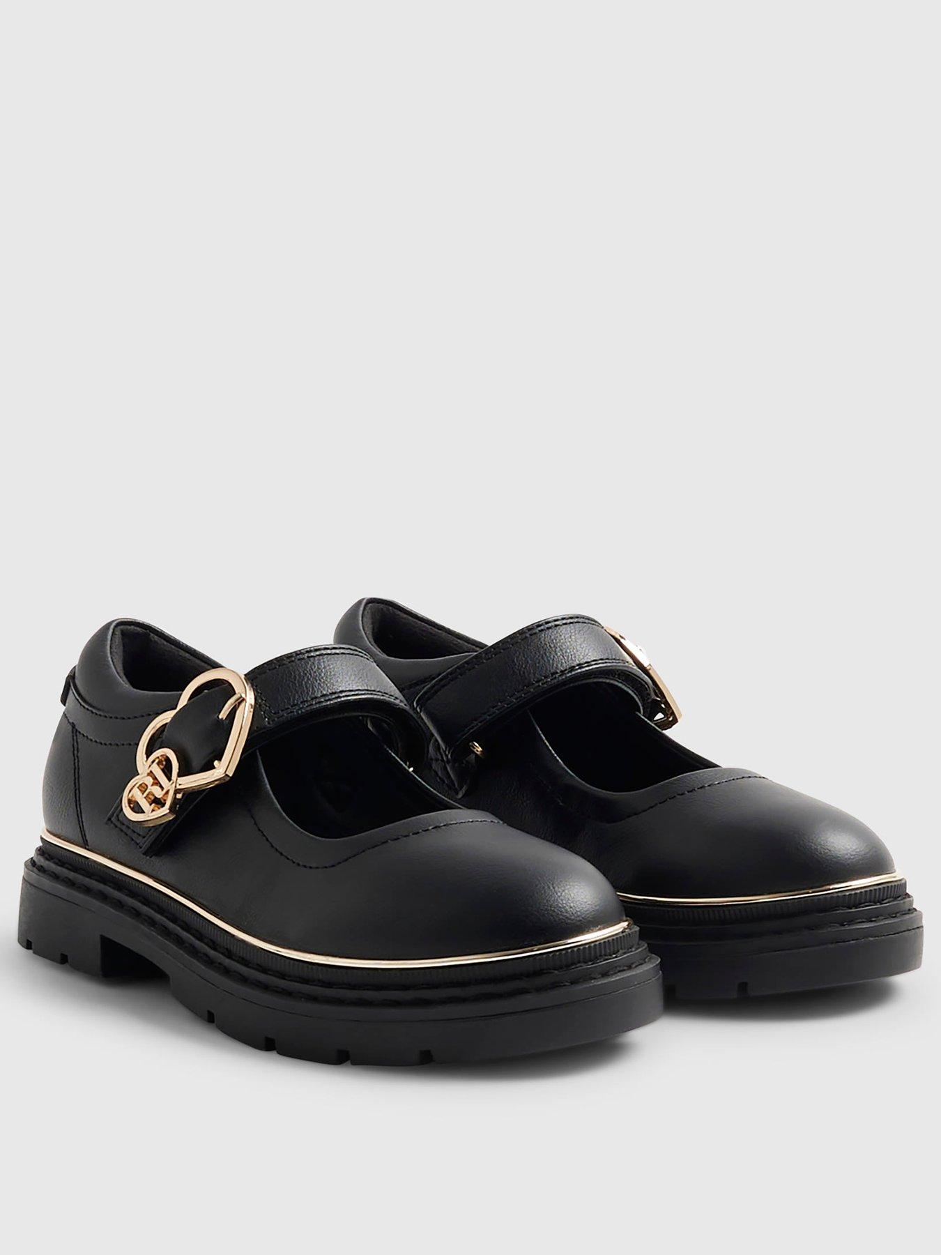Image 2 of 4 of River Island Older Girls Heart Mary Jane Buckle Shoes - Black