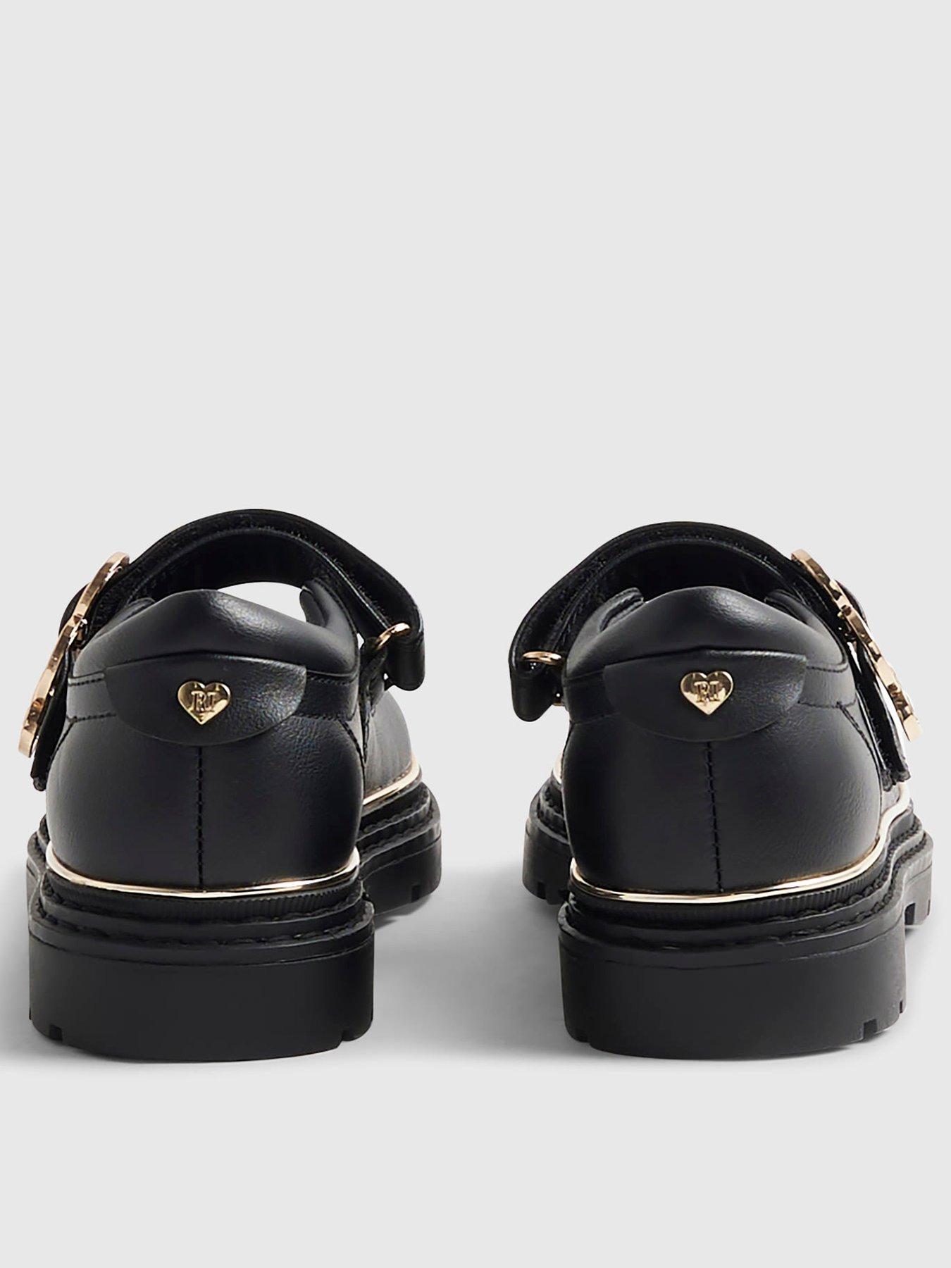 Image 3 of 4 of River Island Older Girls Heart Mary Jane Buckle Shoes - Black