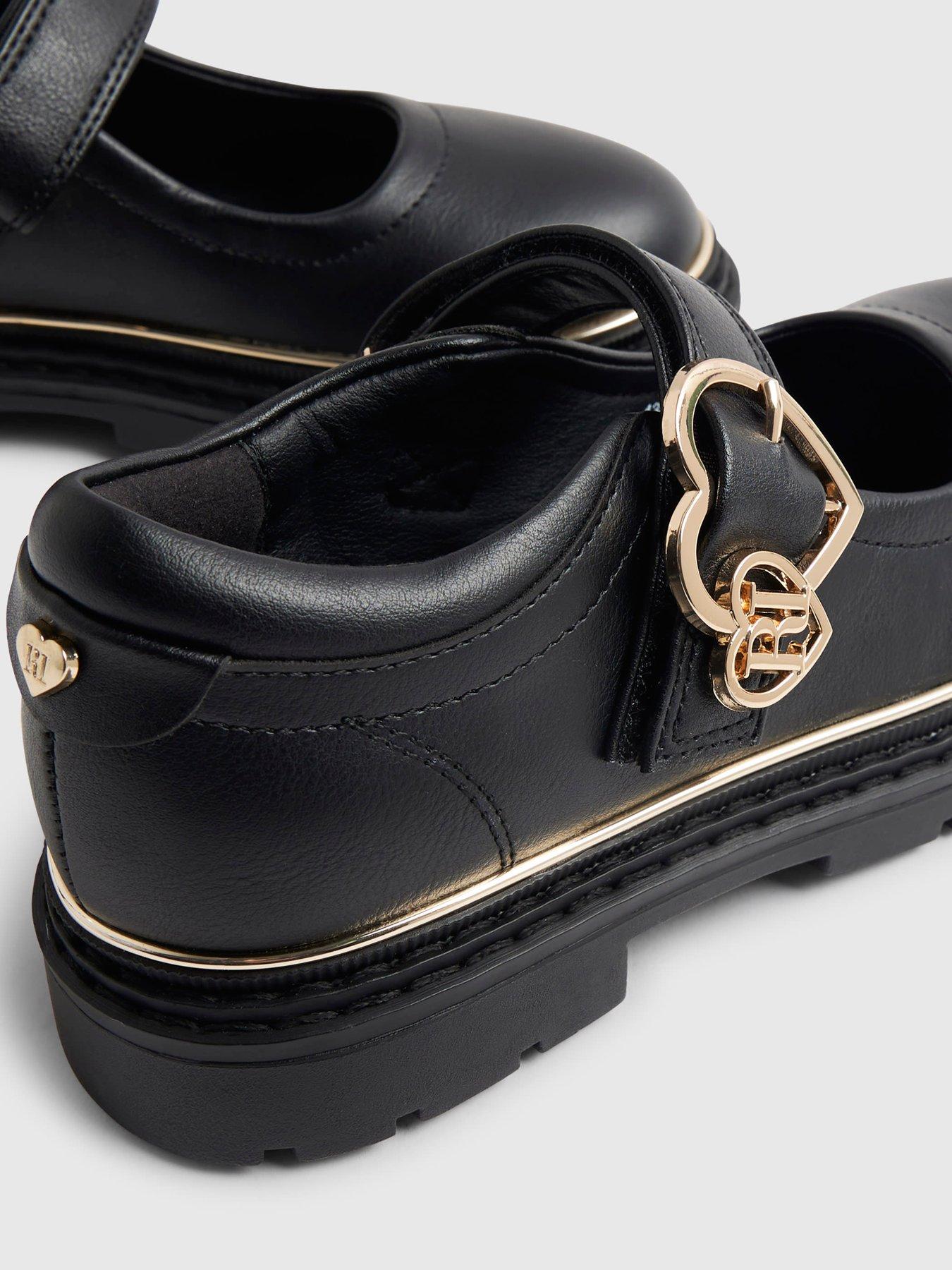 Image 4 of 4 of River Island Older Girls Heart Mary Jane Buckle Shoes - Black