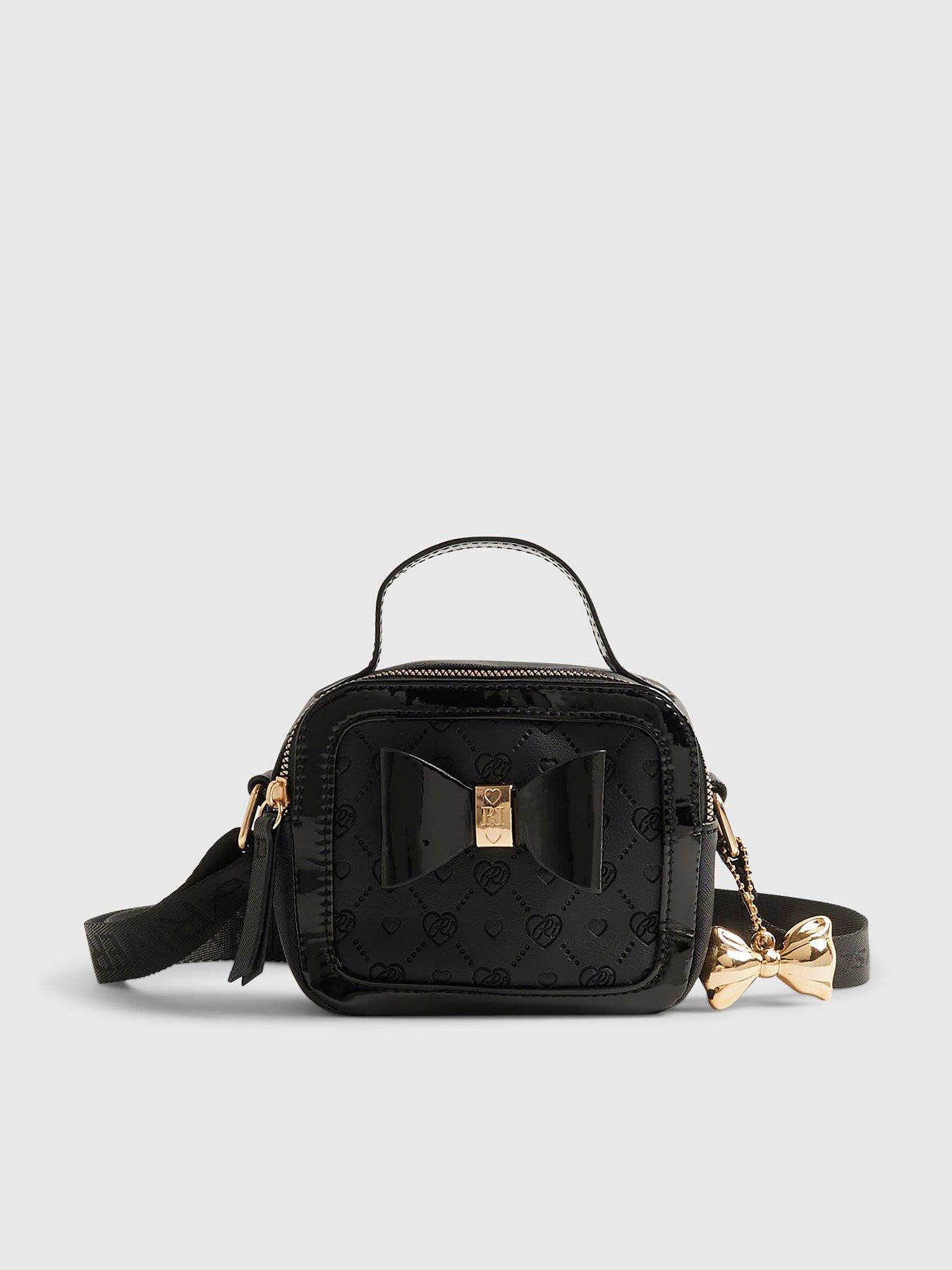 River Island Girls Monogram Box Cross Body Bag - Black