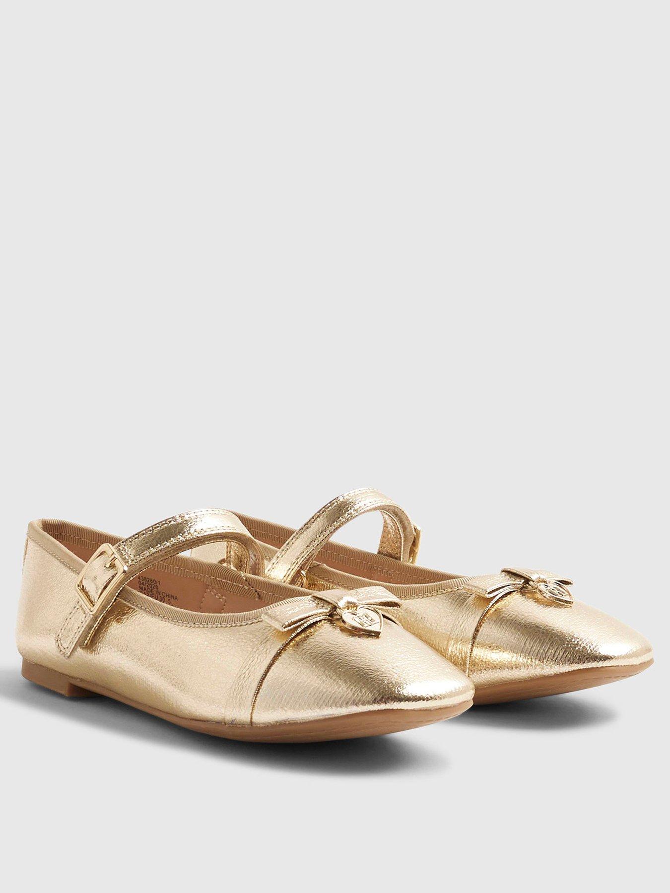 River Island Older Girls Ballet Shoe - Gold