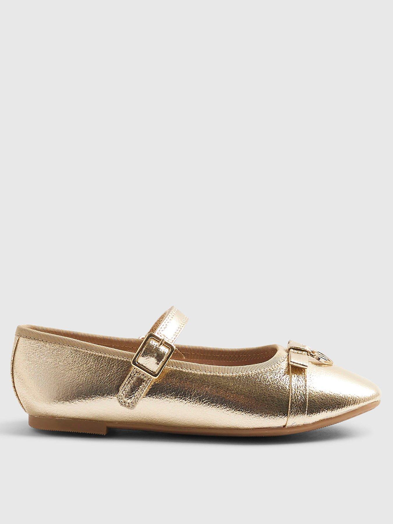 River Island Older Girls Ballet Shoe - Gold