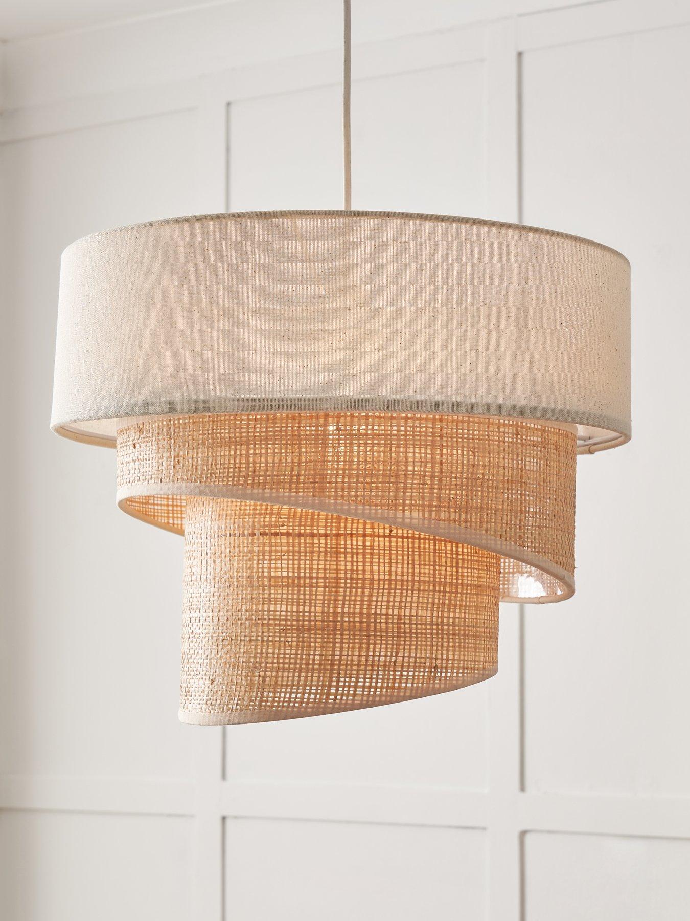 The Very Collection Tiered Linen and Rattan Easy-Fit Light Shade