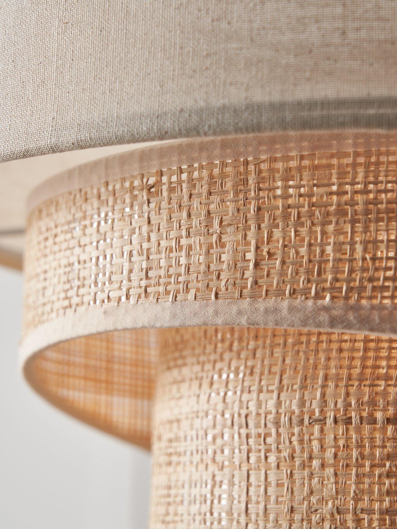 Image 4 of 7 of The Very Collection Tiered Linen and Rattan Easy-Fit Light Shade