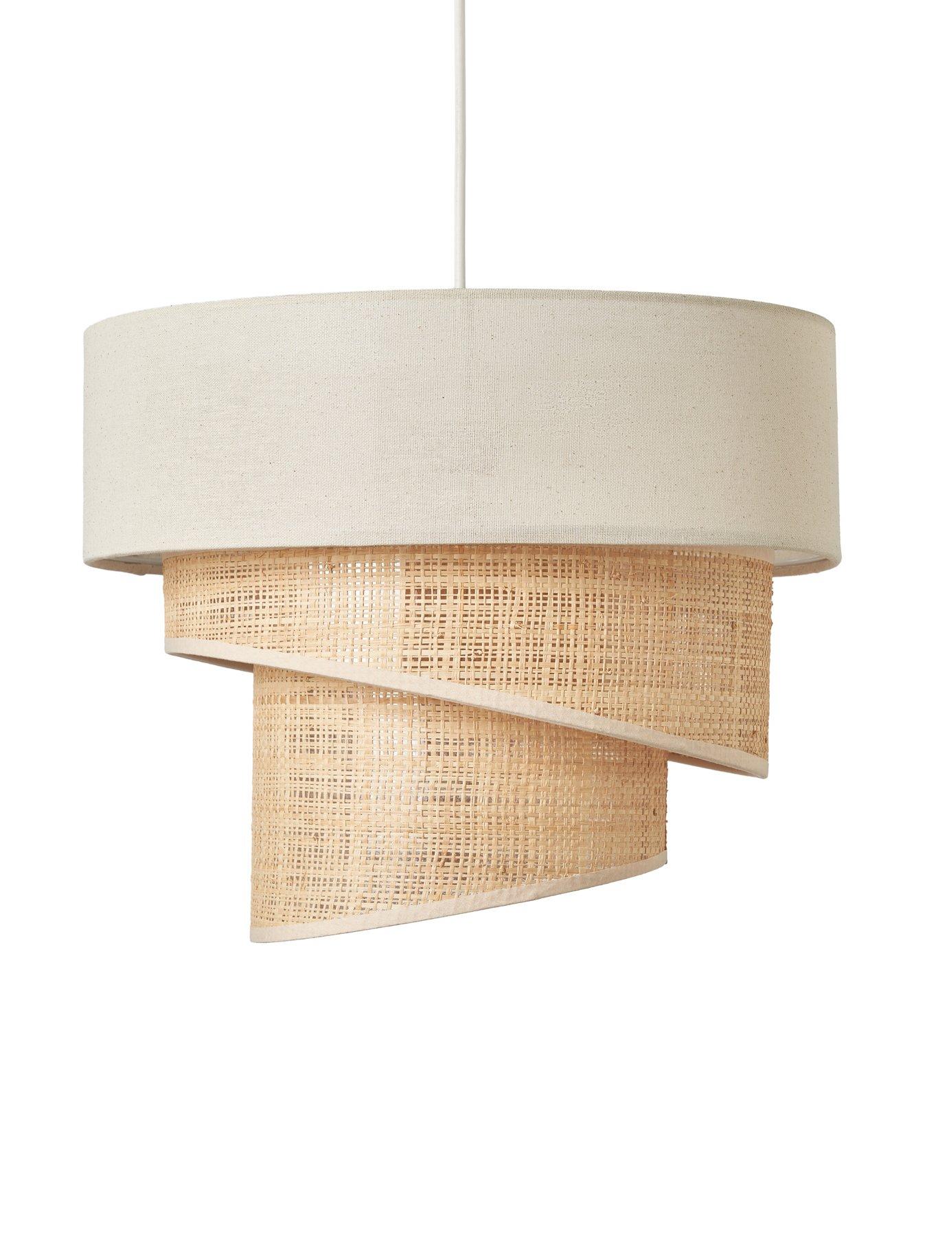 Image 5 of 7 of The Very Collection Tiered Linen and Rattan Easy-Fit Light Shade