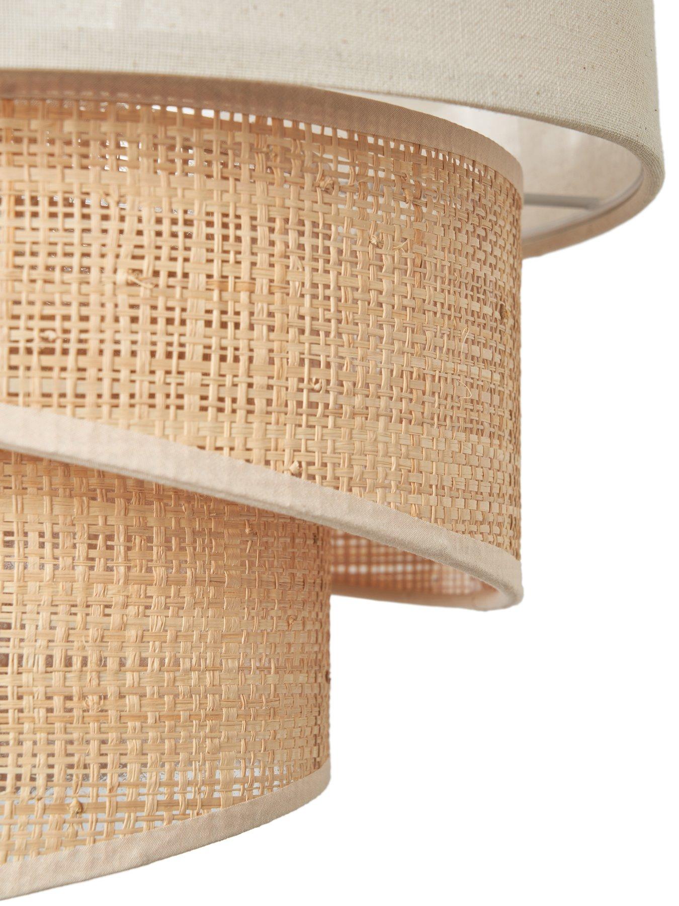 Image 6 of 7 of The Very Collection Tiered Linen and Rattan Easy-Fit Light Shade