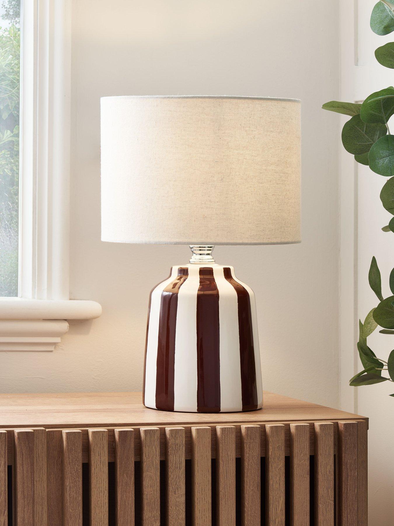 Image 1 of 5 of The Very Collection Striped Ceramic Table Lamp