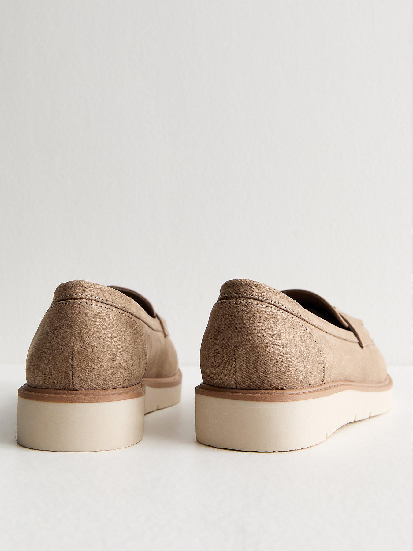 Image 3 of 5 of New Look Wide Fit Faux Suede Flatform Loafers - Light Brown