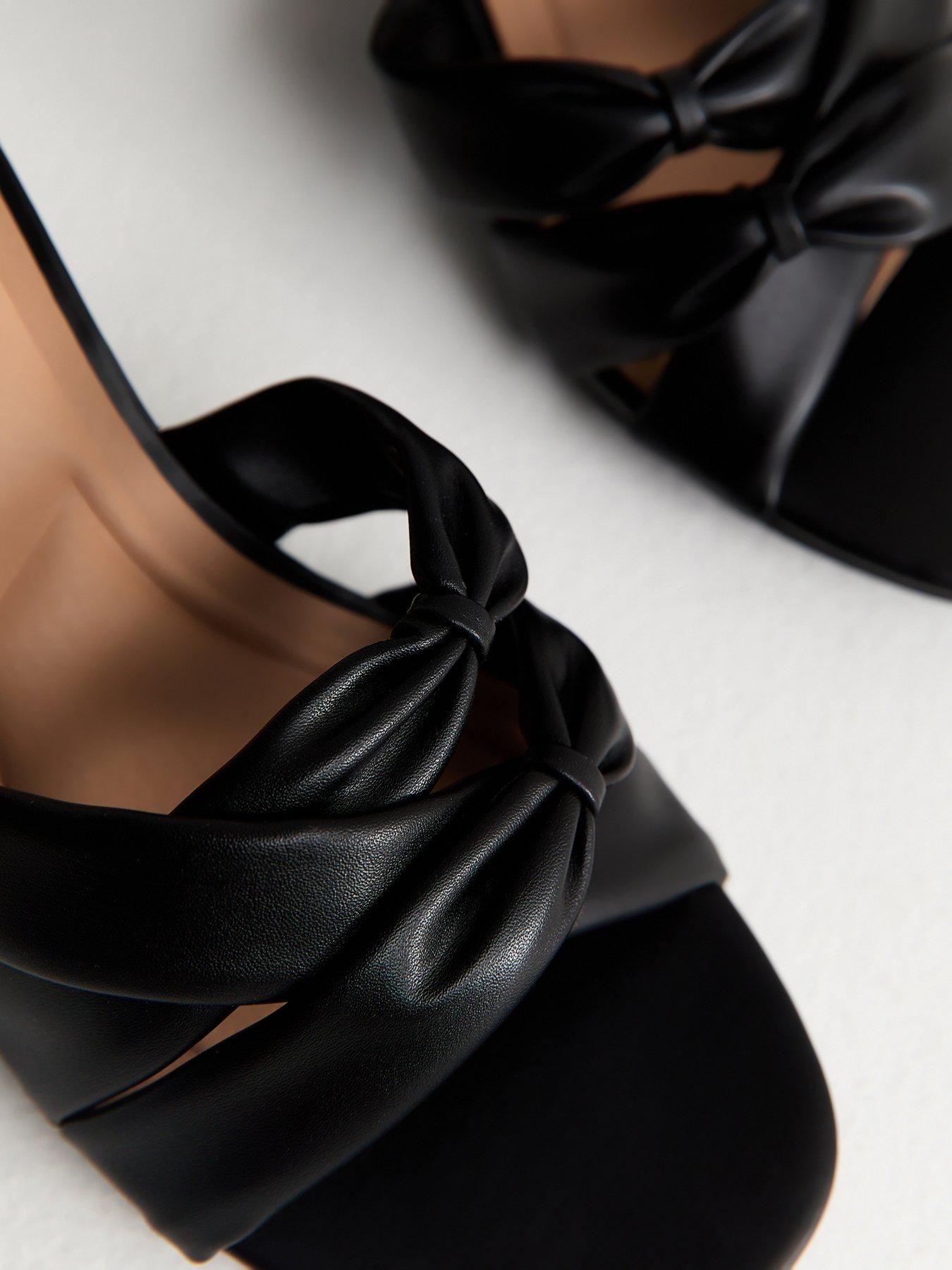 Image 5 of 5 of New Look Wide Fit Faux Leather Knotted Strap Mule Sandals - Black