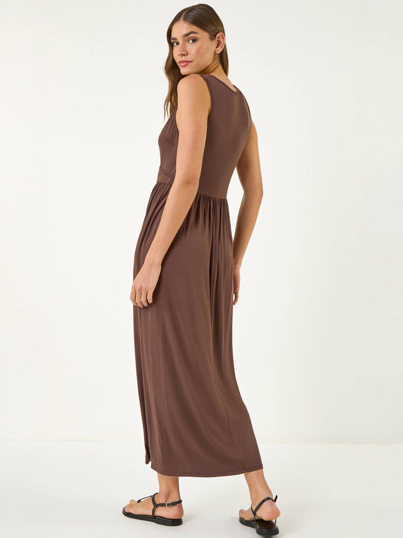 Image 4 of 5 of Roman Bead Detail Wrap Front Midi Dress