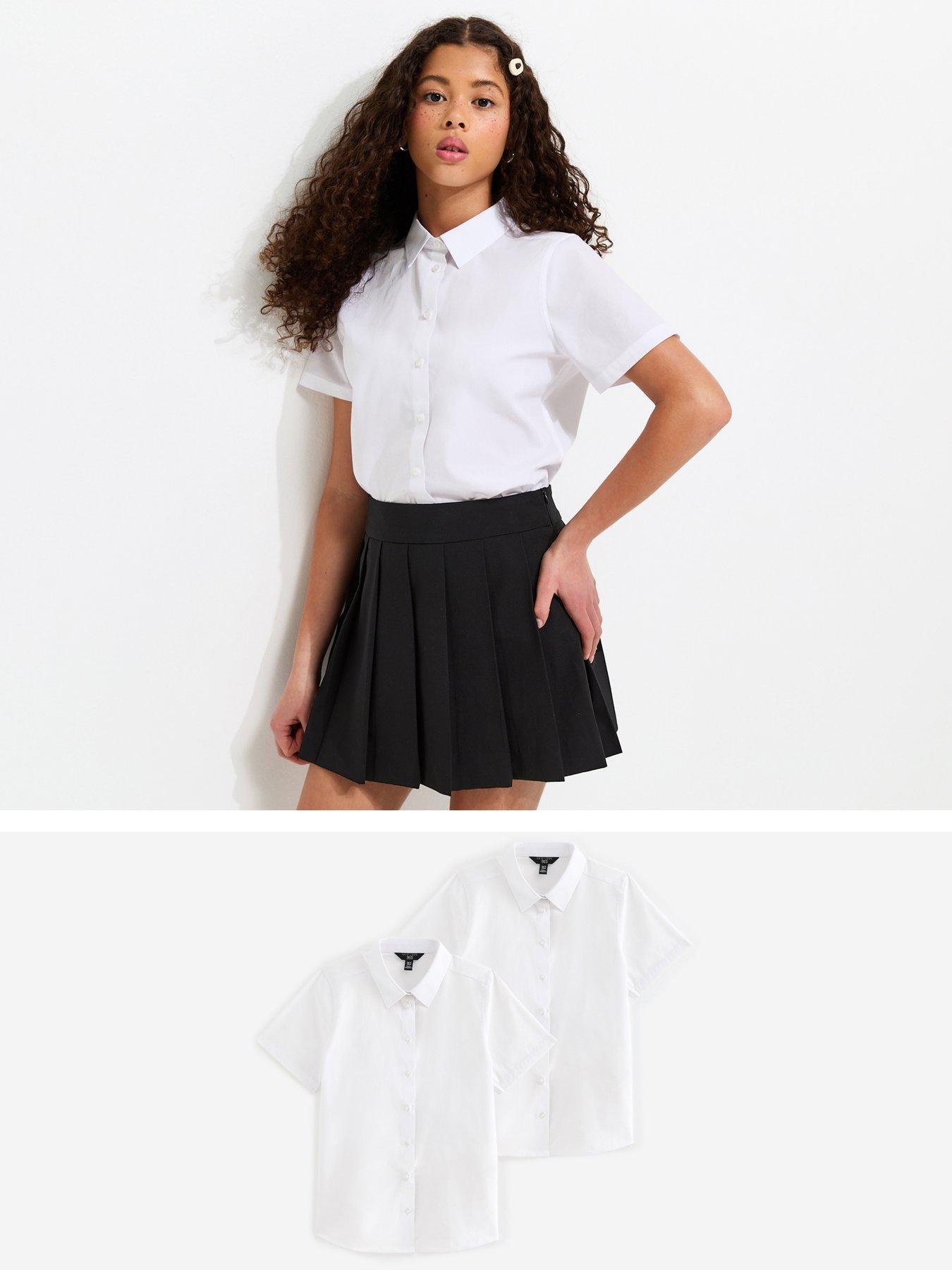 New Look 915 Girls White Pack Of 2 Slim Fit Short Sleeve Shirts