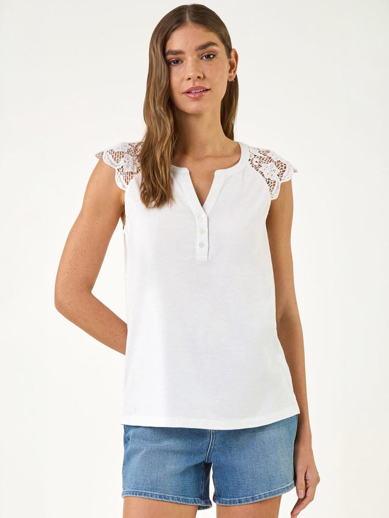 Roman Lace Shoulder Vest Top