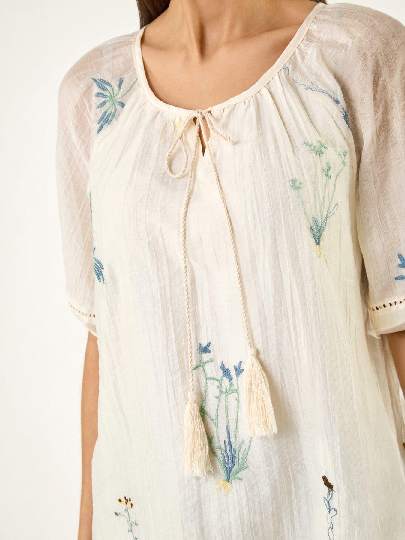 Image 5 of 5 of Roman Botanical Embroidery Keyhole Top