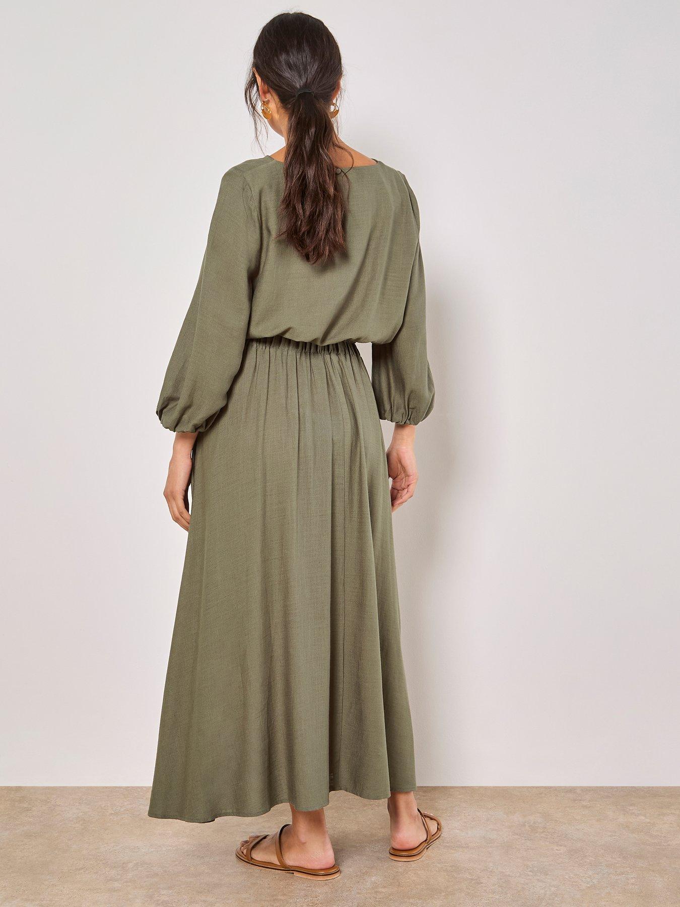 apricot-linen-pleated-full-midi-skirtstillFront