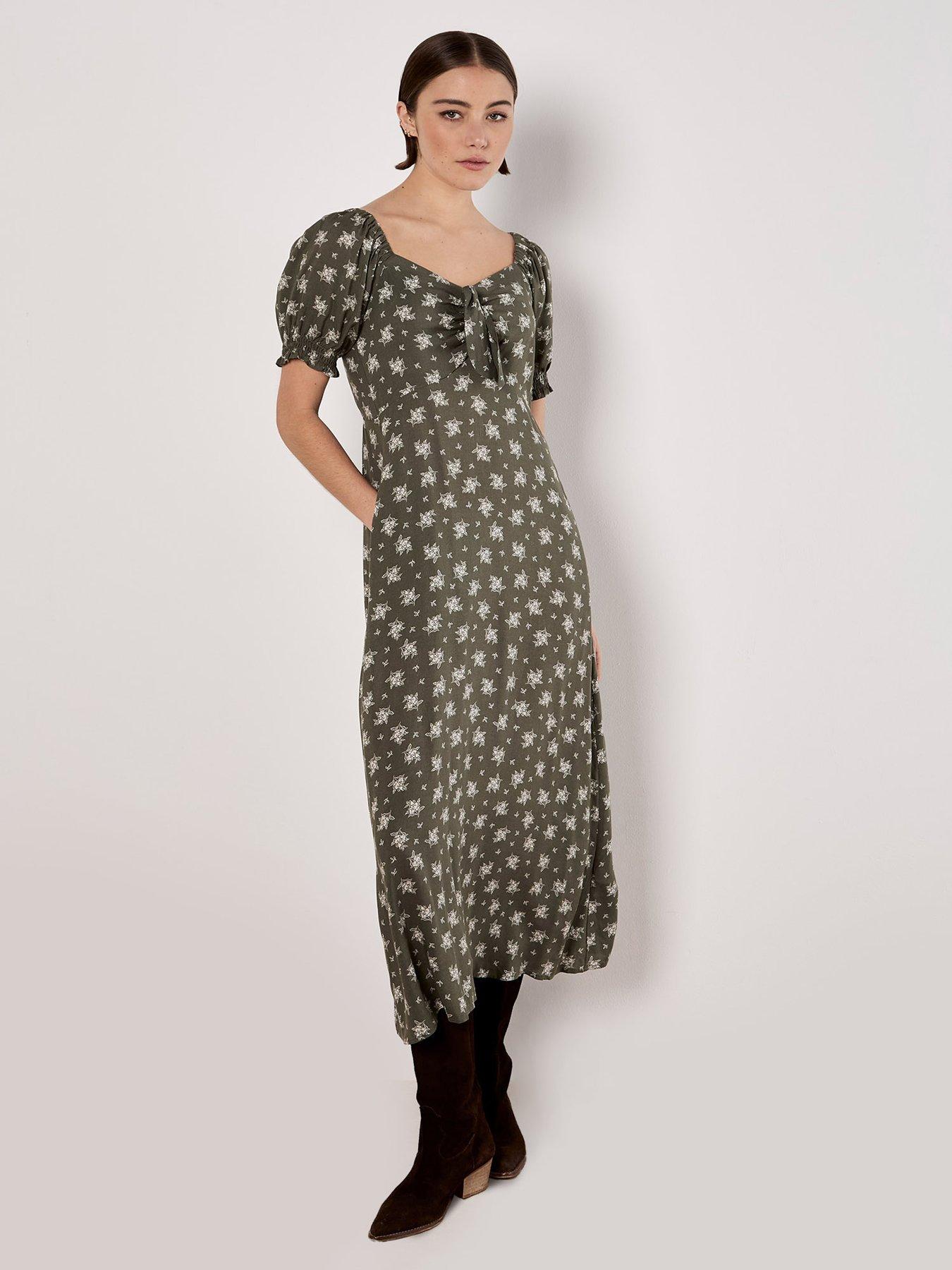 Image 1 of 4 of Apricot Apricot Small Floral Bunches Midi Dress