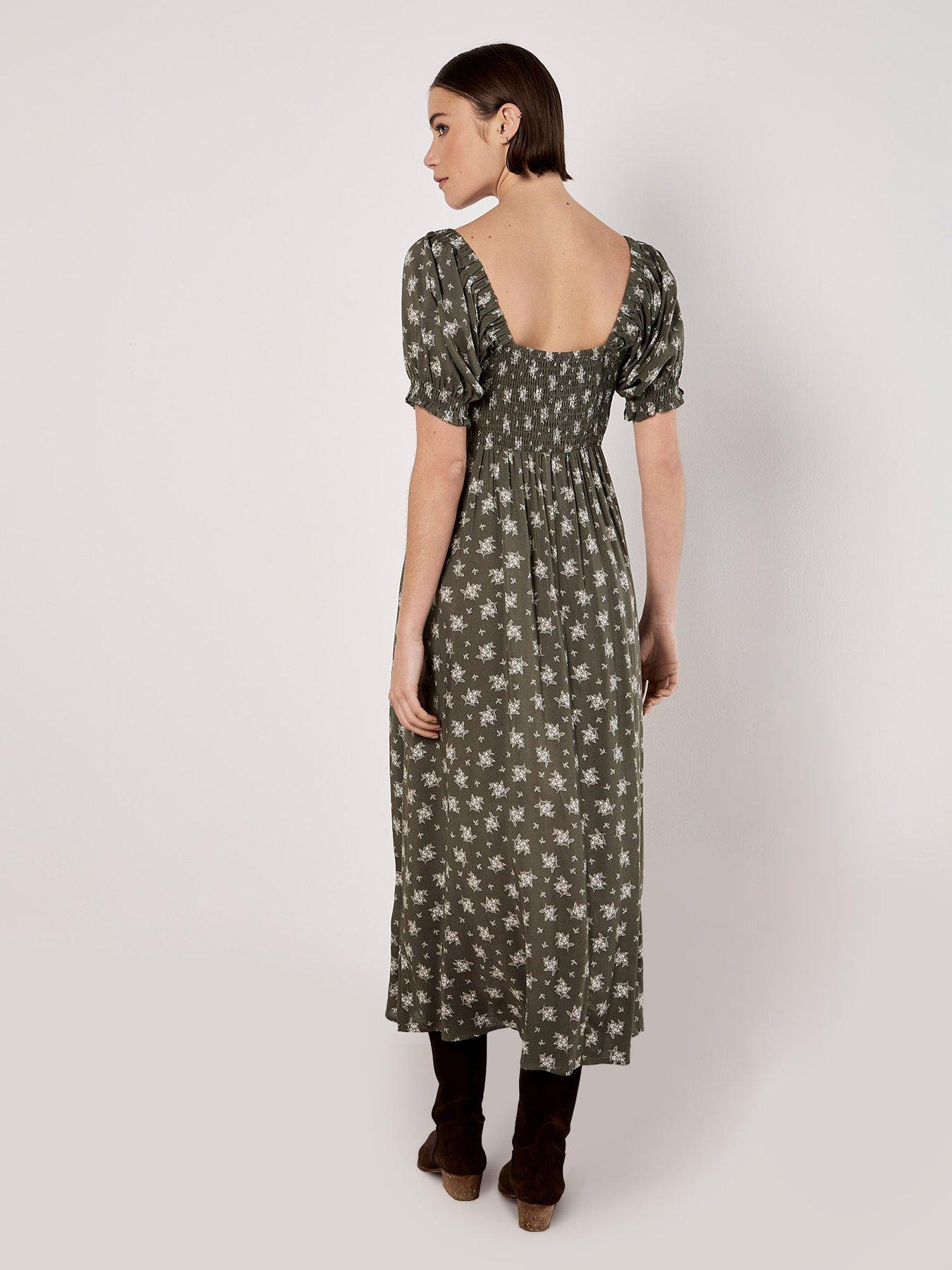 Image 2 of 4 of Apricot Apricot Small Floral Bunches Midi Dress