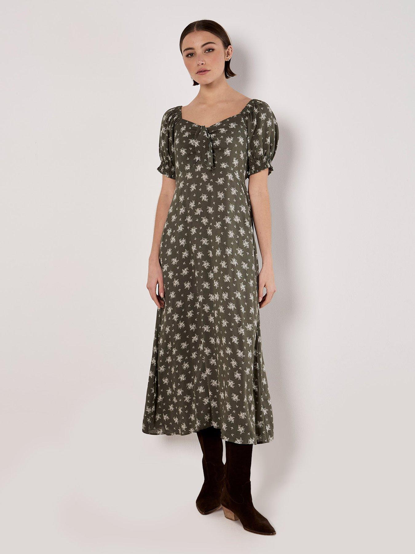 Image 3 of 4 of Apricot Apricot Small Floral Bunches Midi Dress