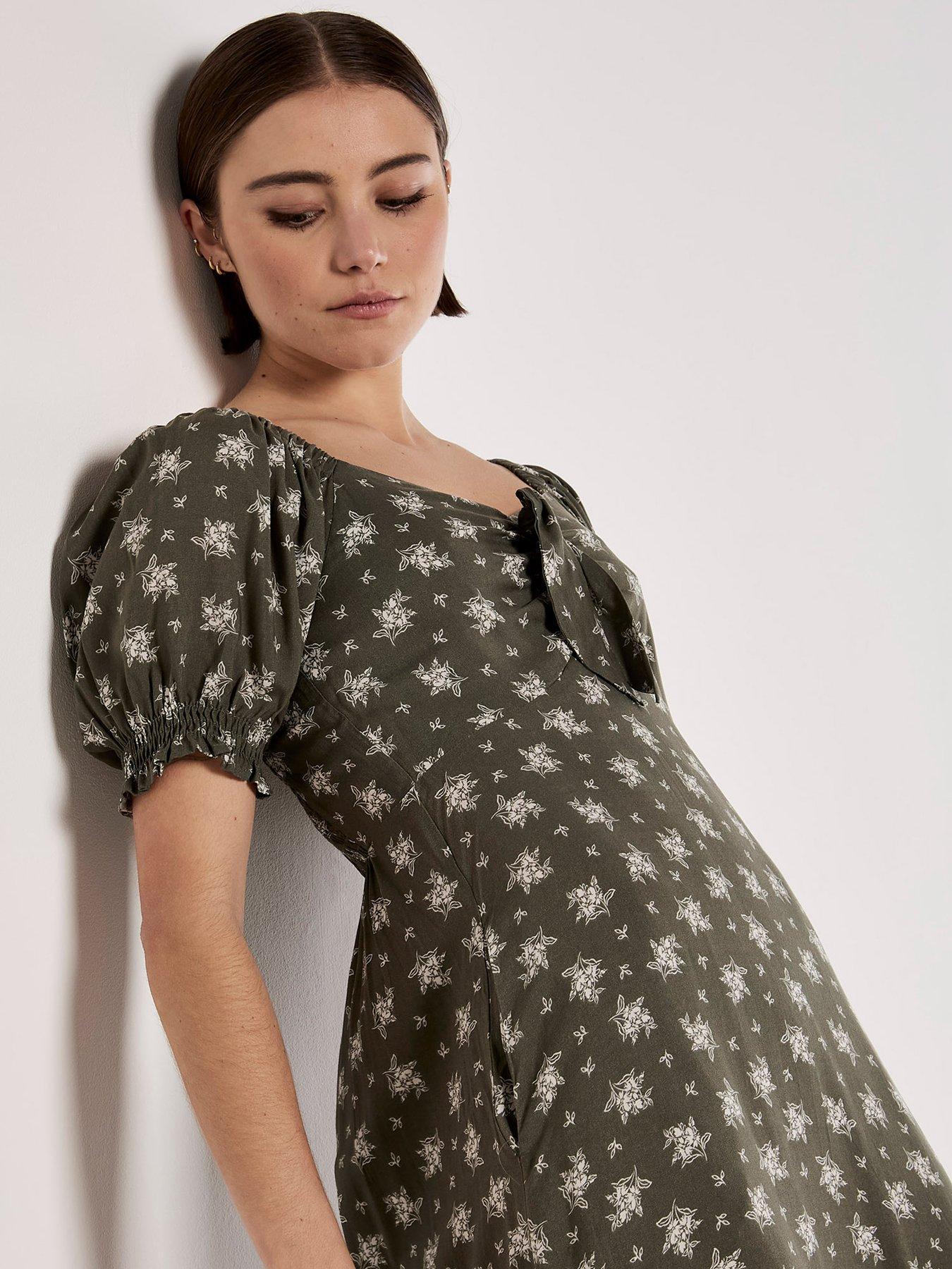 Image 4 of 4 of Apricot Apricot Small Floral Bunches Midi Dress