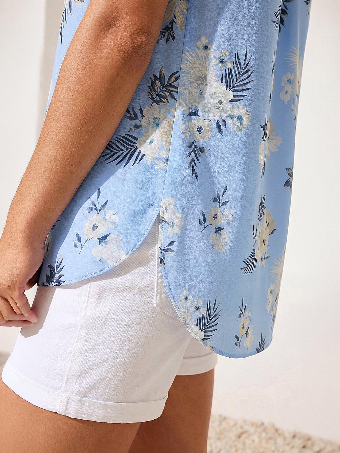 Image 4 of 5 of Roman Floral Print Longline Blouse