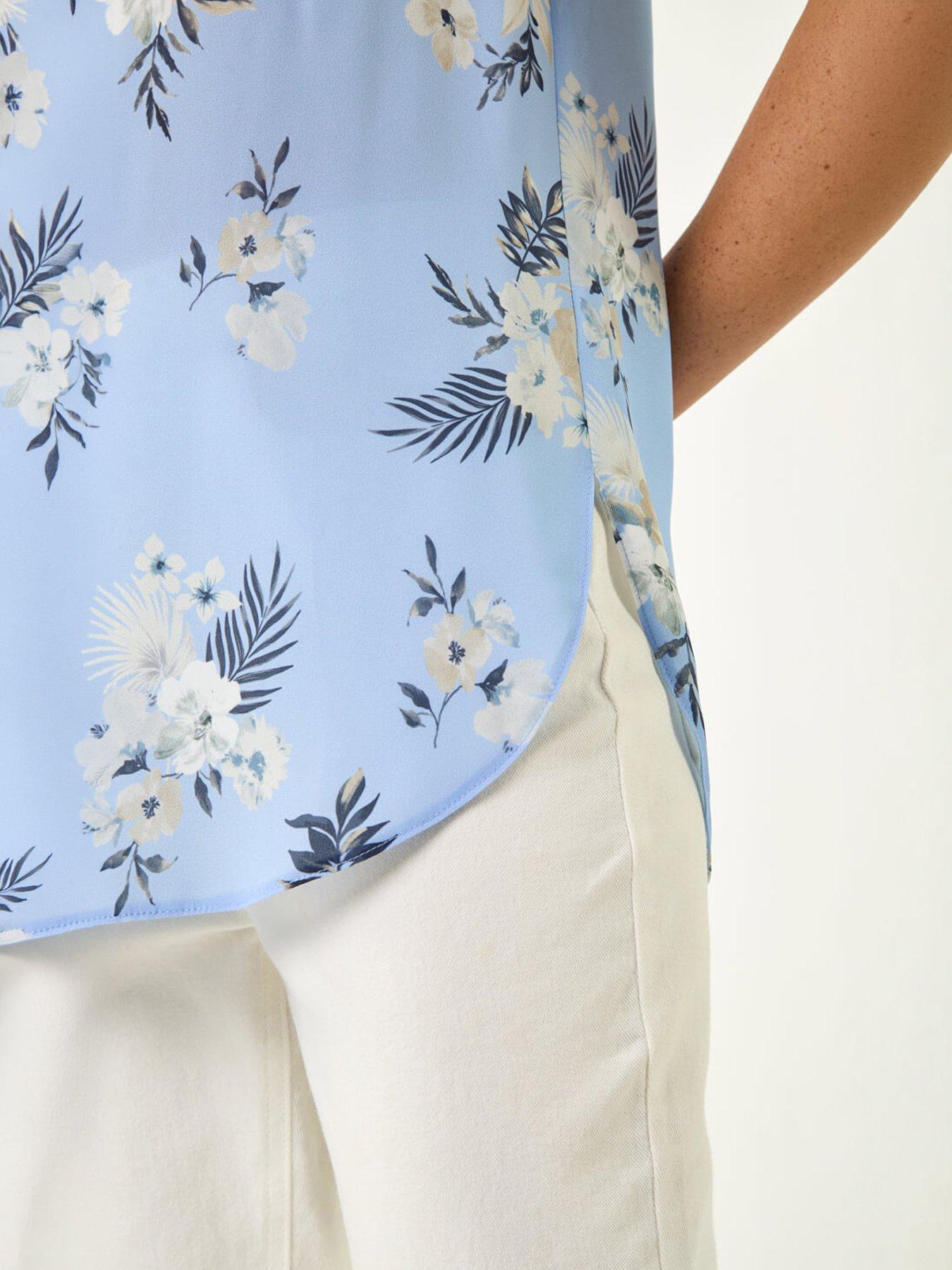 Image 5 of 5 of Roman Floral Print Longline Blouse
