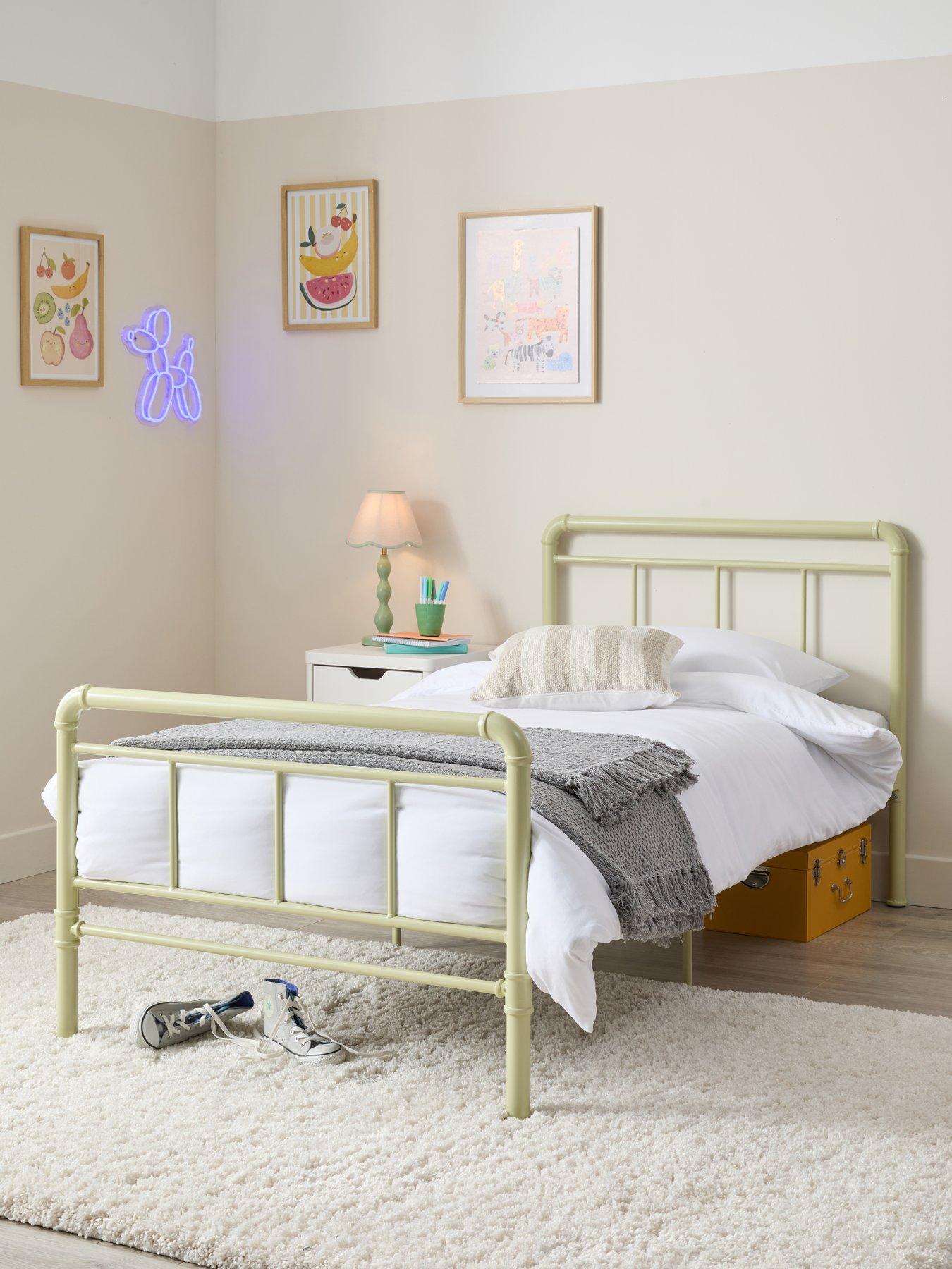 The Very Collection Freddie Metal Single Bed Frame with Mattress Options (Buy  &  SAVE!) - Sage Green