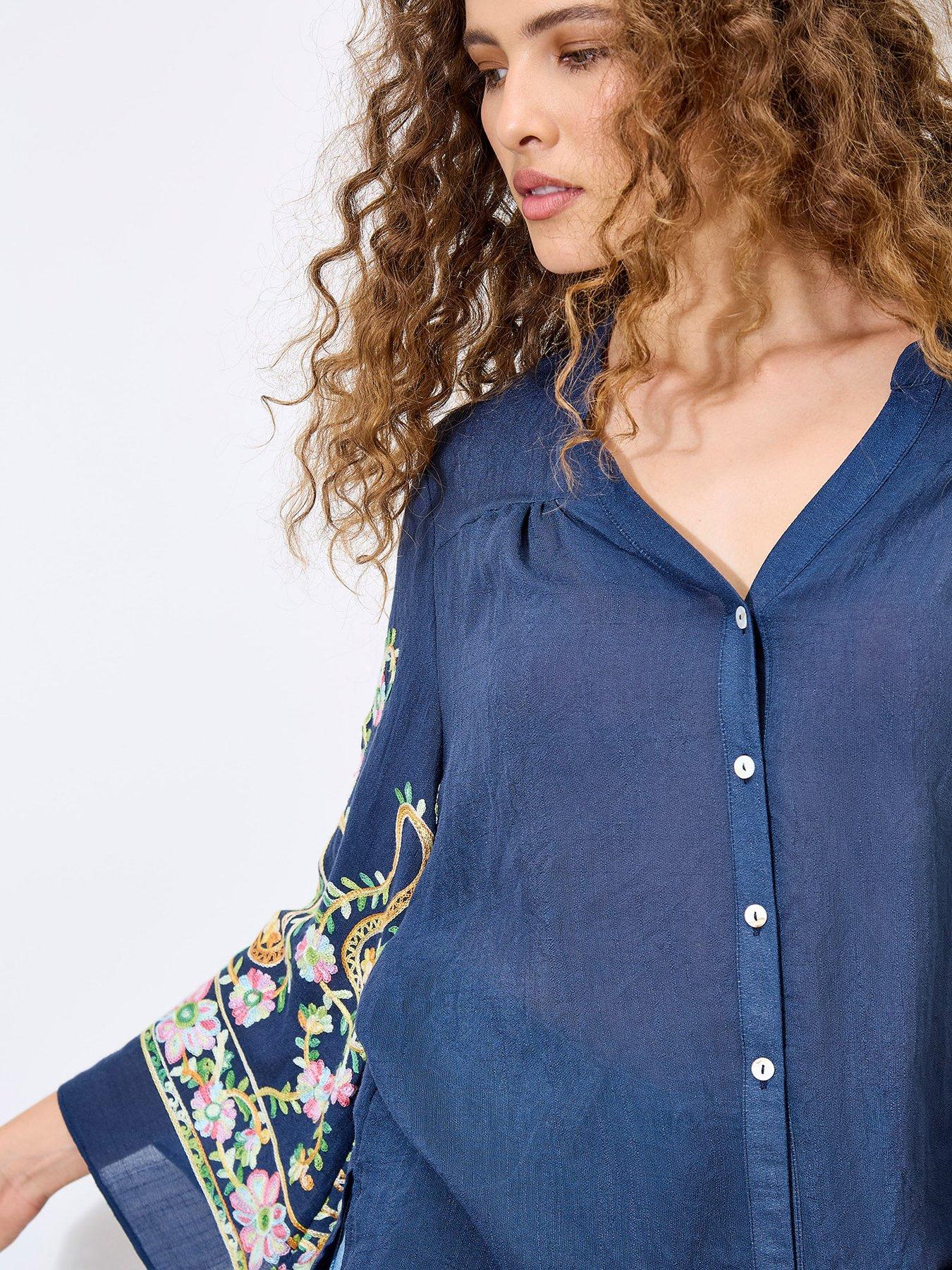 Image 4 of 4 of Apricot Paisley Bell Sleeve Blouse