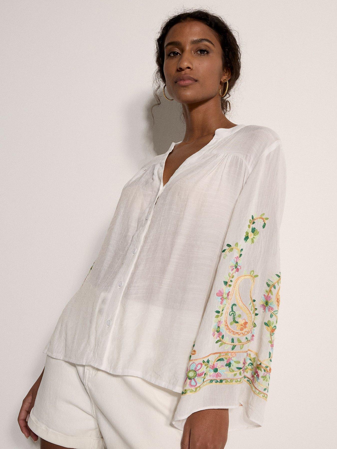 Image 1 of 4 of Apricot Paisley Bell Sleeve Blouse