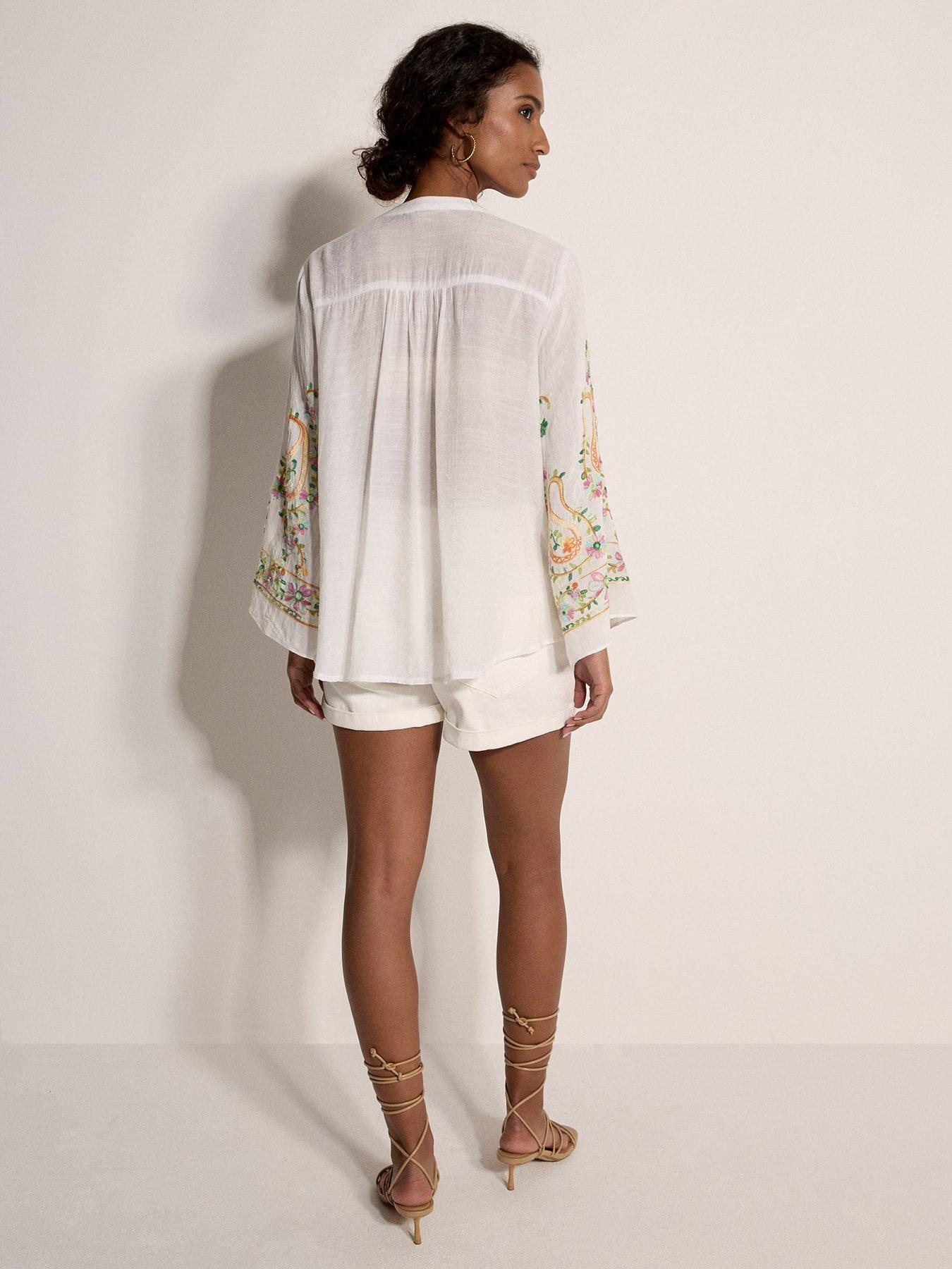 Image 2 of 4 of Apricot Paisley Bell Sleeve Blouse
