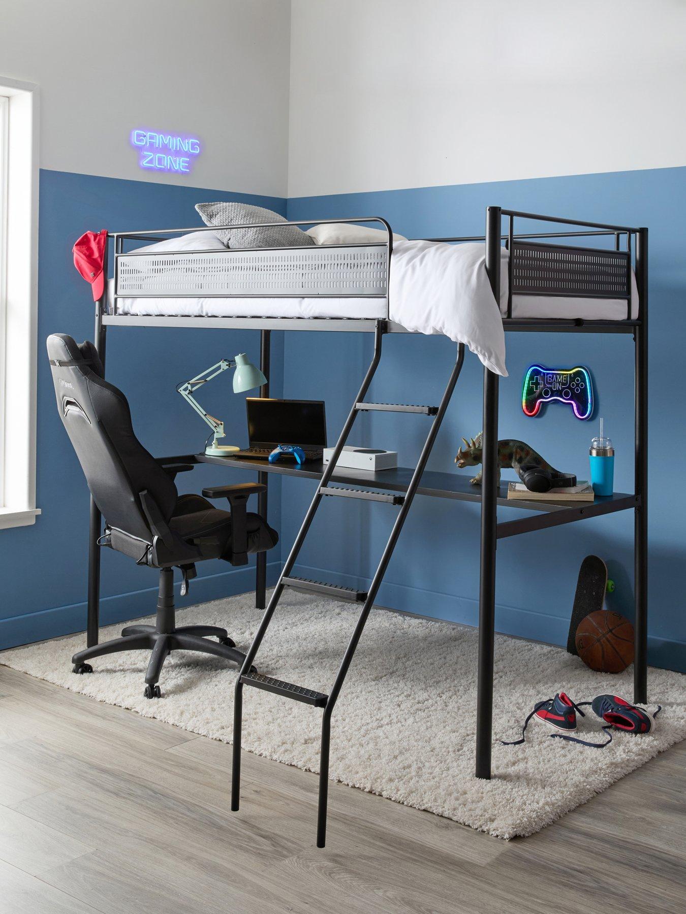 The Very Collection Domino Gaming High Sleeper Bed with Desk and Mattress Options (Buy  &  SAVE!)