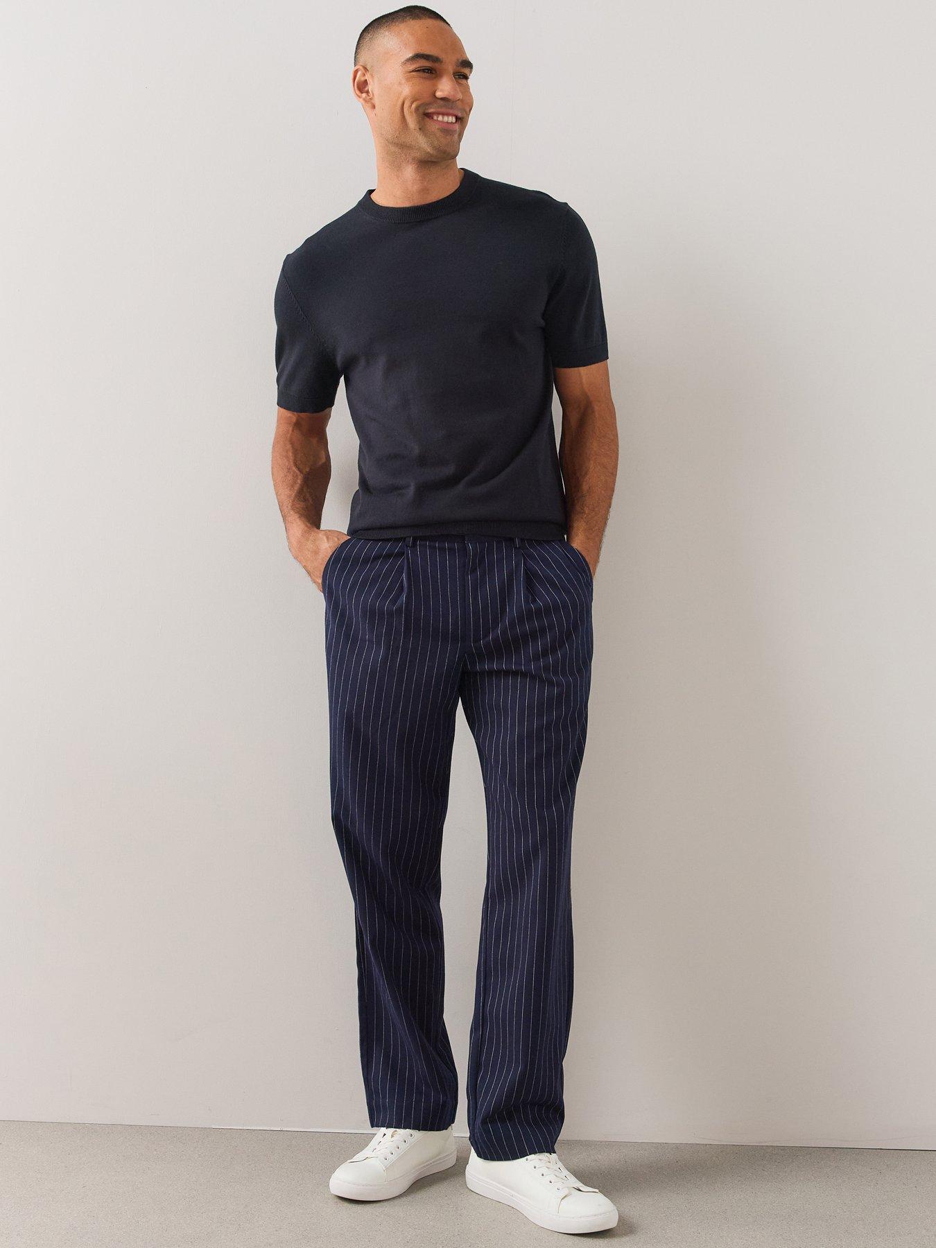 Image 1 of 6 of The Very Collection Slim Fit Pinstripe Formal Trousers